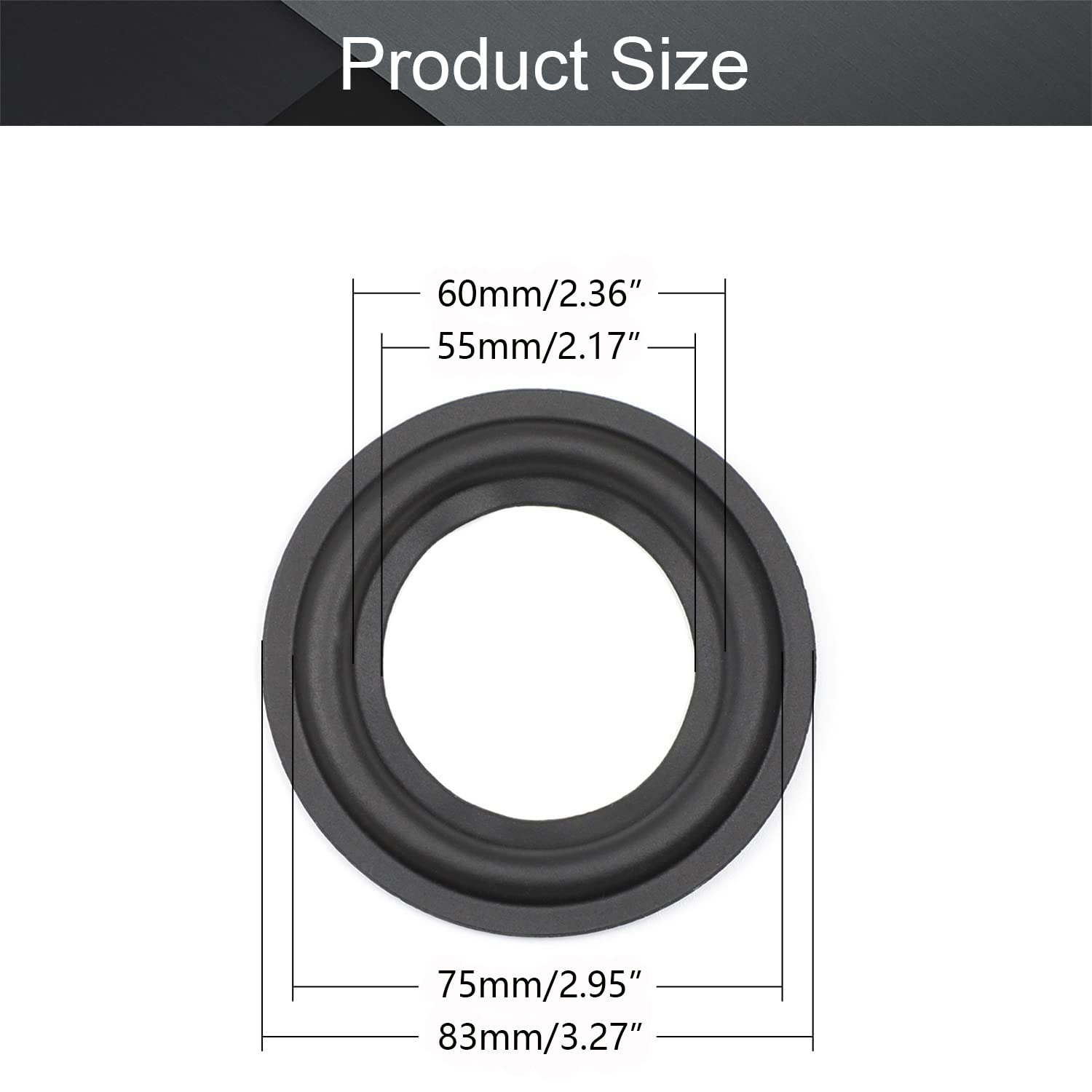 Fielect 3.5 Inch (83mm) Speaker Rubber Edge Surround Rings - Replacement Parts for Speaker Repair & DIY Projects (1 Pack) - Perfect for Home Audio, Car Speakers, and DIY Speaker Building