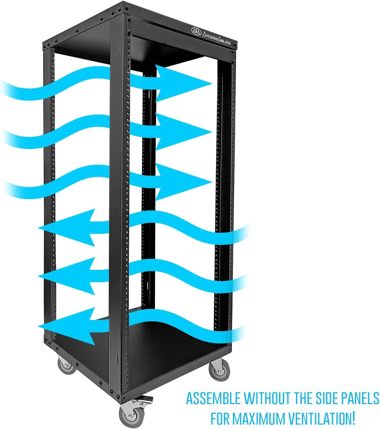AxcessAbles RK 30U 30U Server Rack Cabinet with Caster Wheels - Compatible with 10-32 (USA 5mm & European 6mm) Rack Standards - for AV Equipment, DJ Gear, Home Theater, Network, Server, Computer & Electronics - Perfect for Studio, Data Center & Office Use