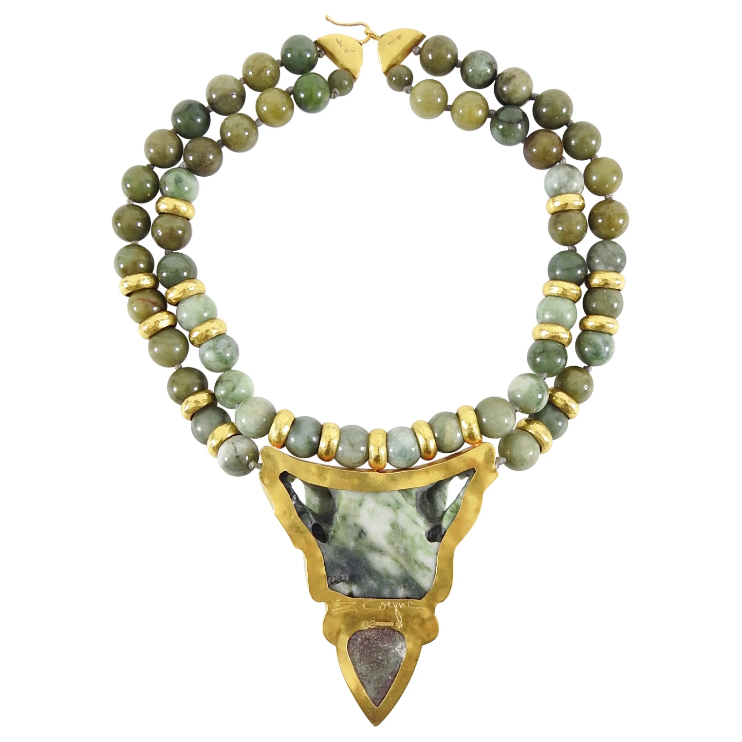 22k Gold & Carved Jade Bead Pendant Necklace for Women - Elegant Jewelry Gift for Birthday, Anniversary & Special Occasions