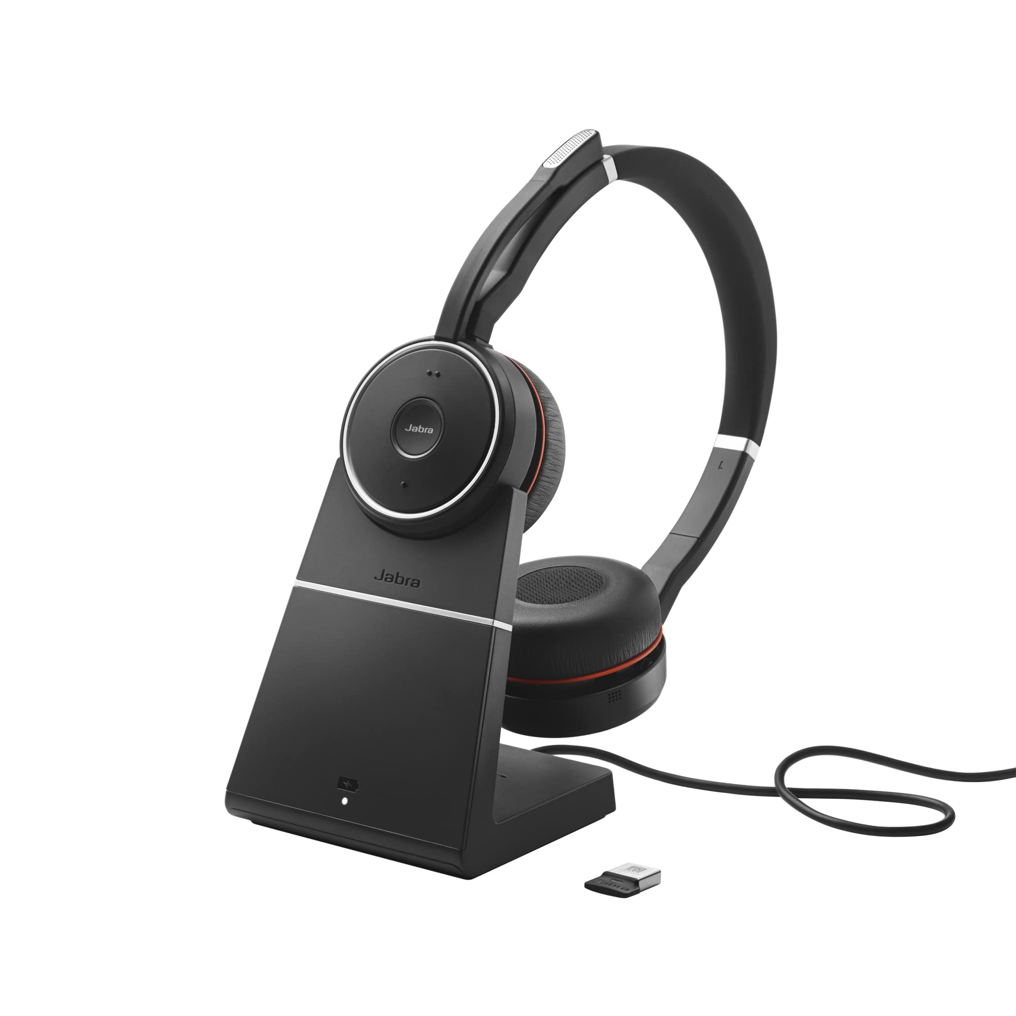 Jabra Evolve 75 UC Wireless Stereo On-Ear Headphones with Noise Cancelling Mic - Bluetooth Headset for Office & Remote Work - Long Battery Life & Charging Stand Included - Perfect for Video Calls & Online Meetings (Black)