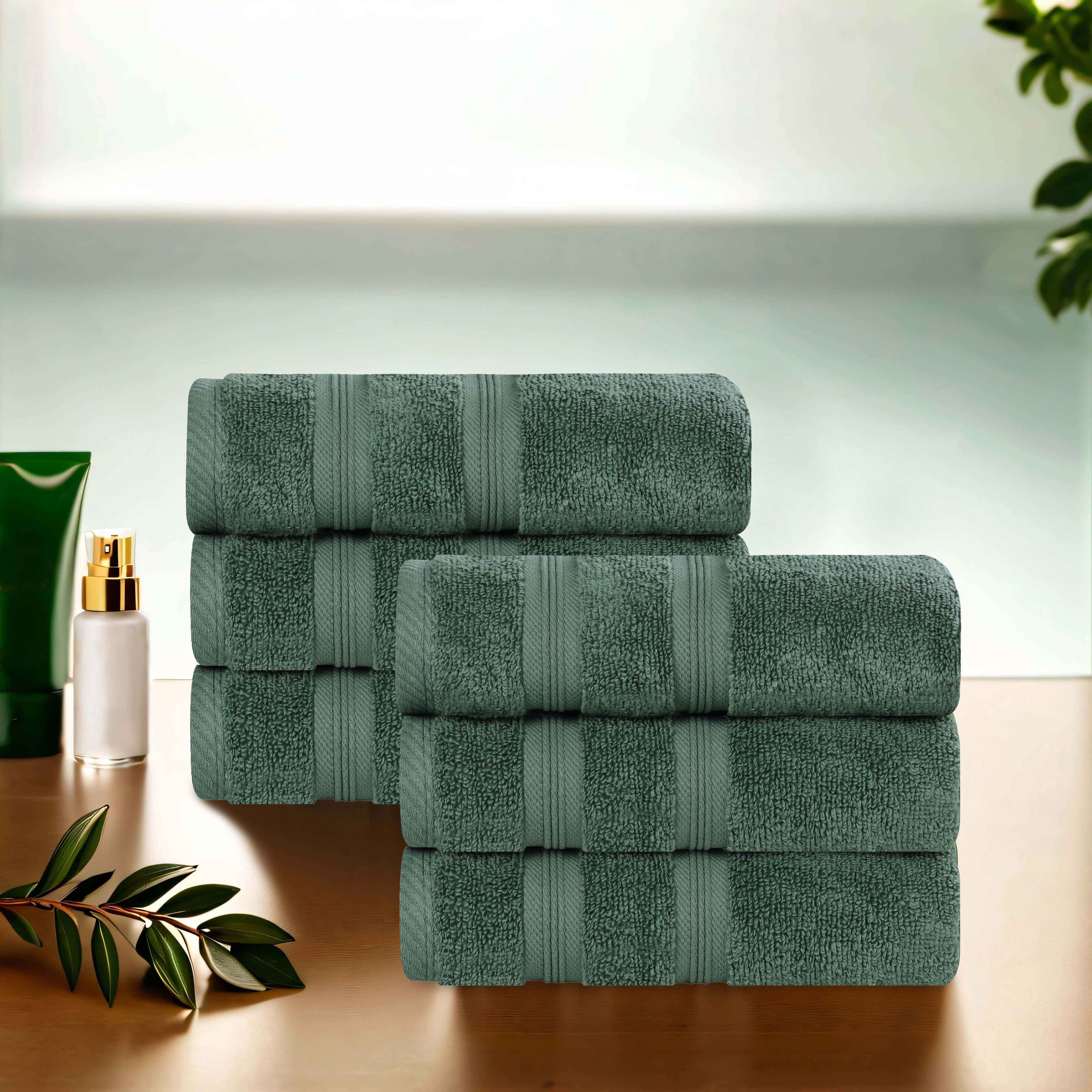 Premium 6-Pack Medium Weight Cotton Hand Towels - Soft, Absorbent & Zero Twist for Bathroom, Kitchen & Gym - Smart Dry Technology for Quick Drying