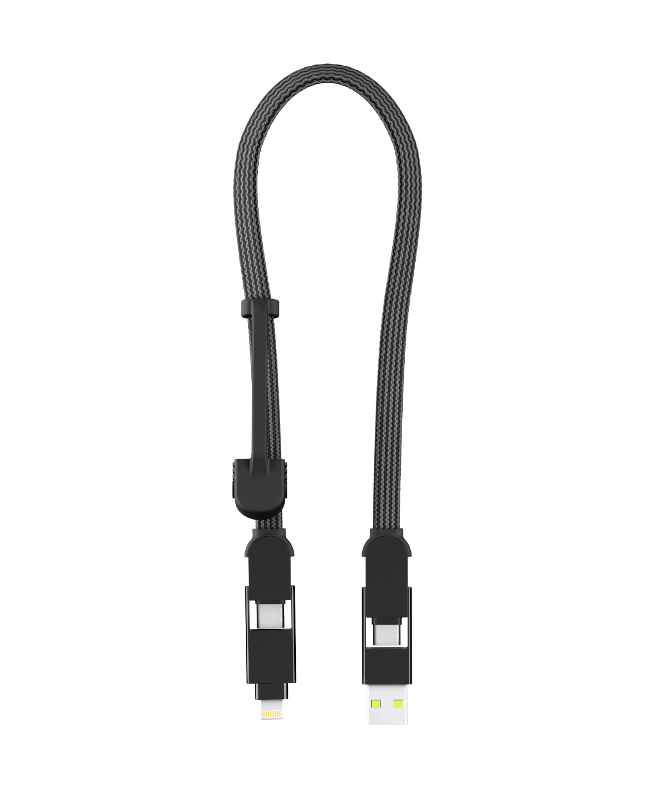Rolling Square inCharge XL 6-in-1 Multi Charging Cable - 100W Ultra-Fast USB & USB-C Cable (1ft/0.3m, Urban Black) - Perfect for Travel, Office & Home Charging