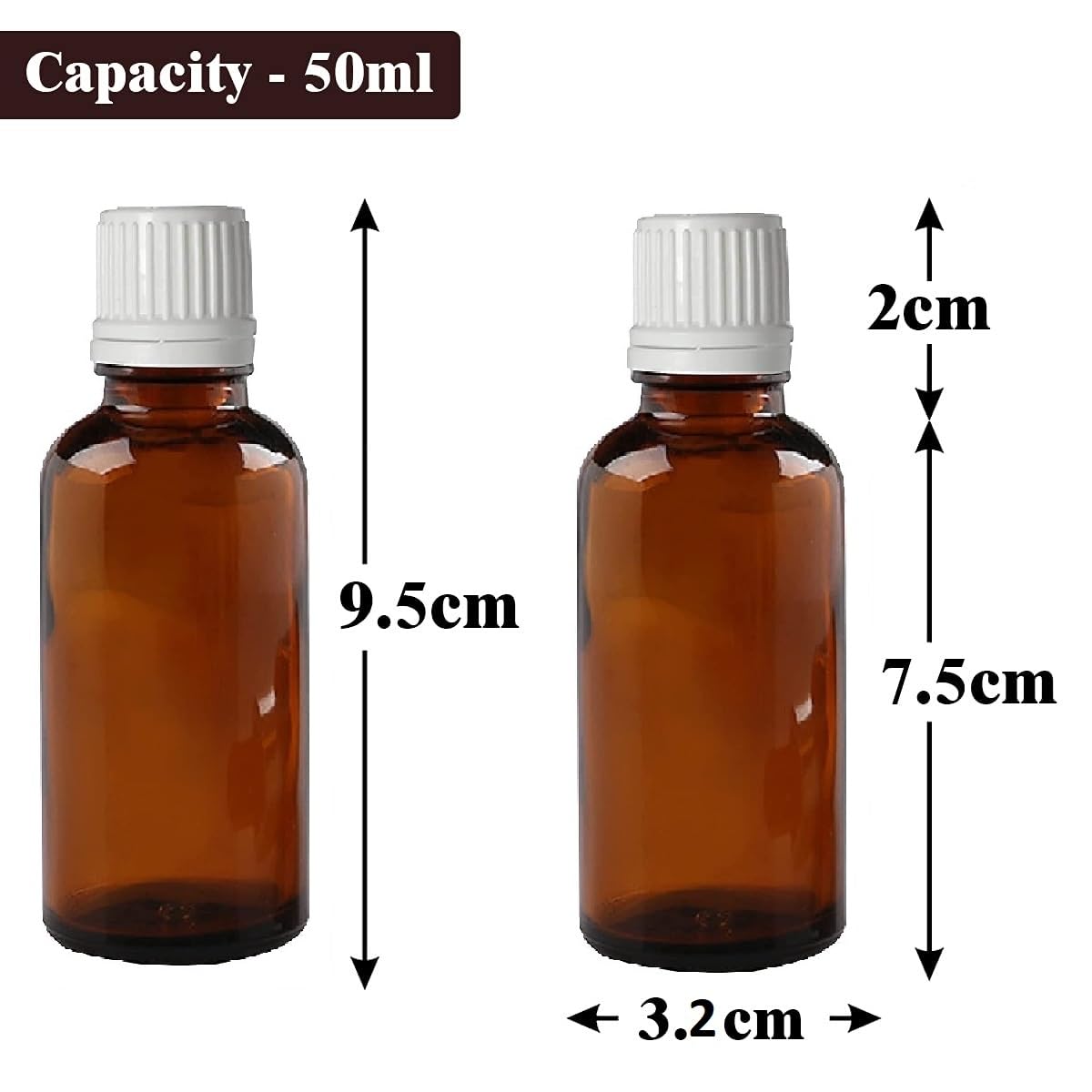 Premium 50ml Amber Glass Bottles with Euro Dropper (Set of 3) - Leak Proof White Cap for Essential Oils, Perfumes, Medicines & DIY Projects | Perfect for Aromatherapy, Homeopathy & Travel Refills