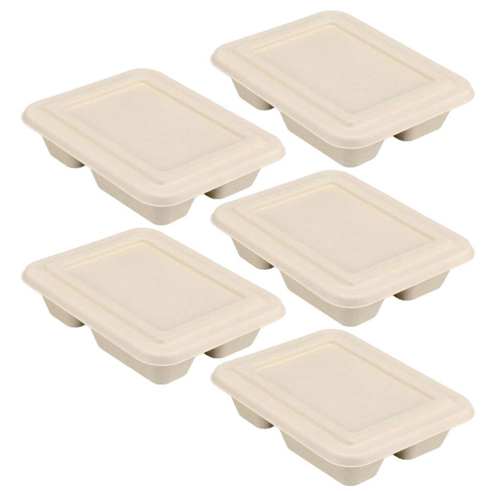 Hemoton 5-Pack Eco-Friendly Biodegradable Takeout Boxes - Disposable Food Containers for Doggy Bags, Kitchen, Home & Restaurant Use | Perfect for Leftovers, Meal Prep & Takeaway Food Storage