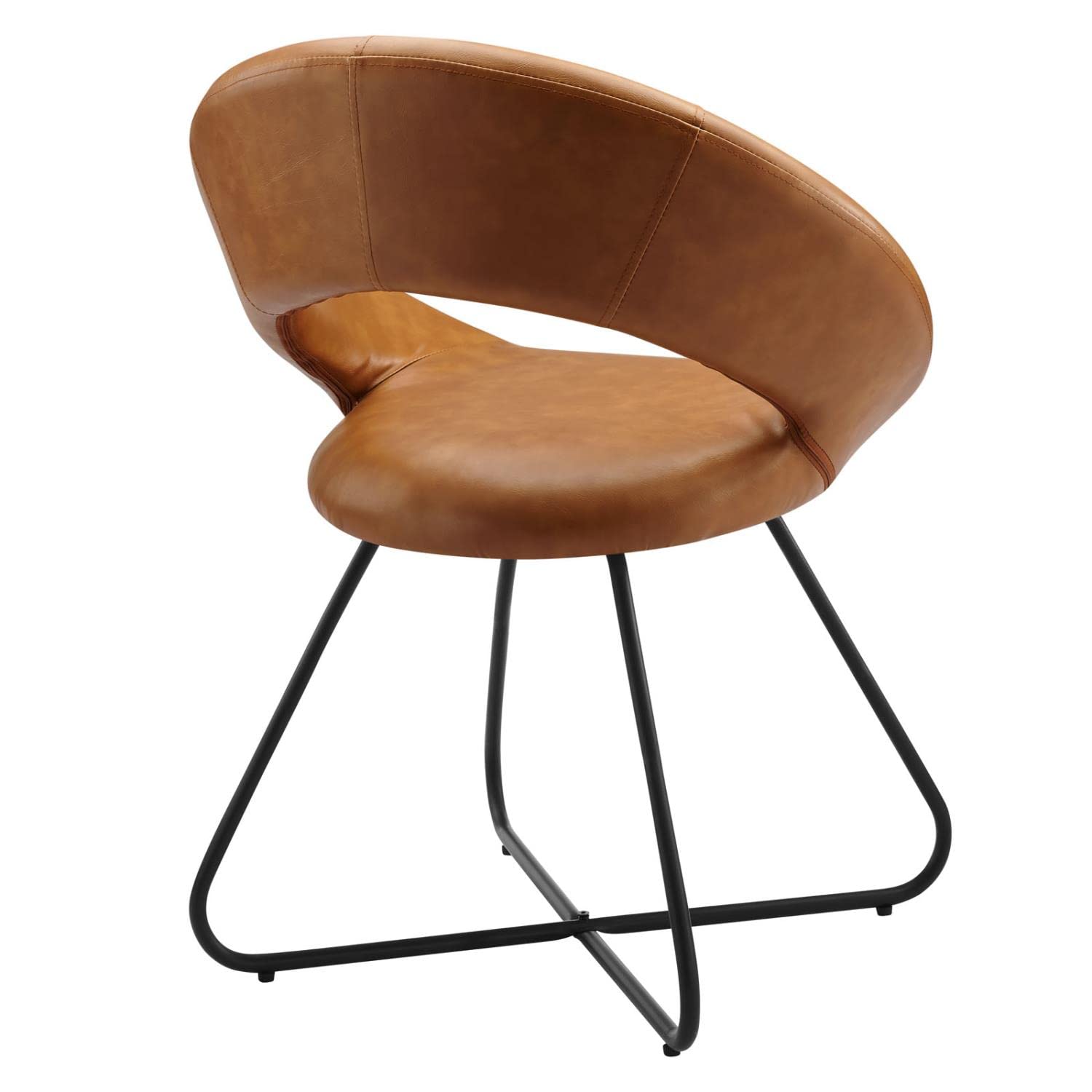 Moday Nouvelle Vegan Leather Dining Chairs Set of 2 - Black & Tan Faux Leather Modern Kitchen Chairs for Dining Room, Restaurant, and Home Decor