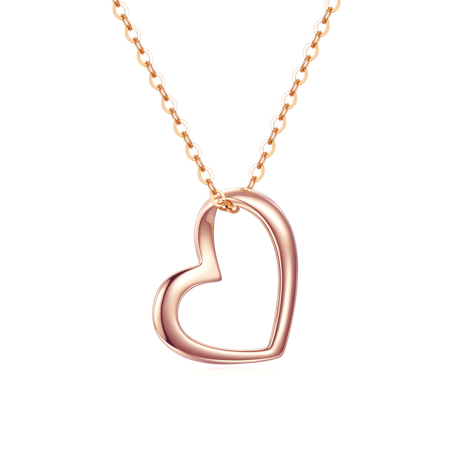 14K Solid Gold Heart Necklace for Women - Dainty Love Jewelry Gift for Wife, Mother, Girlfriend - 16+2 Inch Adjustable Chain - Perfect Birthday, Anniversary, Valentine's Day Present - Elegant for Date Nights & Special Occasions