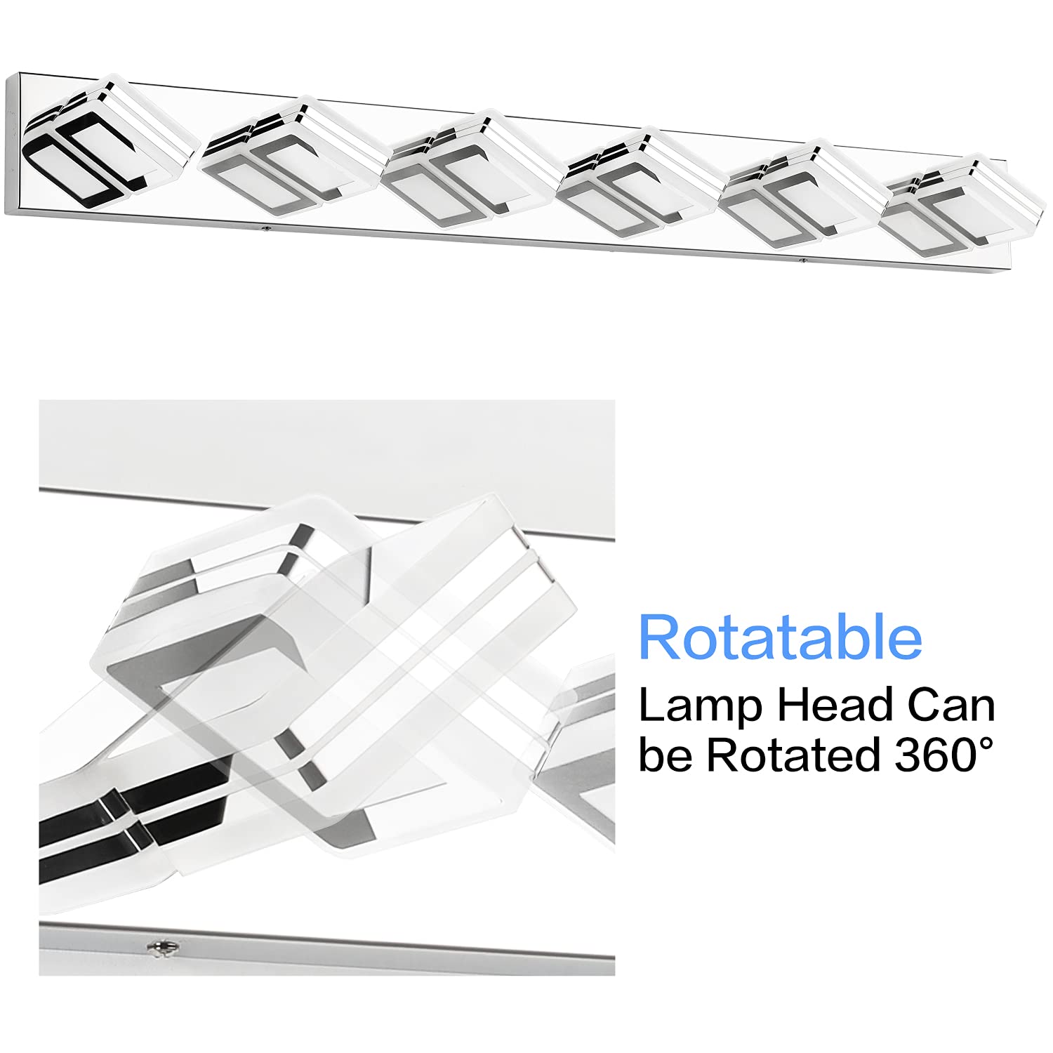 SOLFART 6-Light LED Vanity Mirror Light Fixture - Chrome Finish Bathroom Lighting for Makeup & Shaving - Perfect for Bathroom, Dressing Room & Salon Use