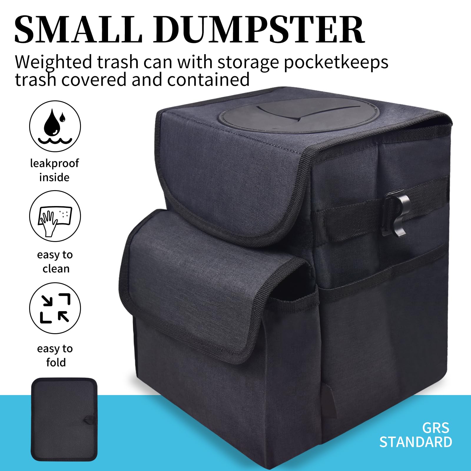 Large Capacity Hanging Car Trash Can - Foldable & Detachable Waterproof Vehicle Garbage Bin for Cars, SUVs, Sedans & Trucks | Multi-Purpose Car Storage Organizer | Perfect for Road Trips, Commuting & Family Travel