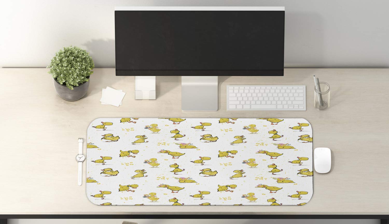 Ambesonne Cartoon Duckling Mouse Pad - Non-Slip Rubber Gaming Mousepad 31