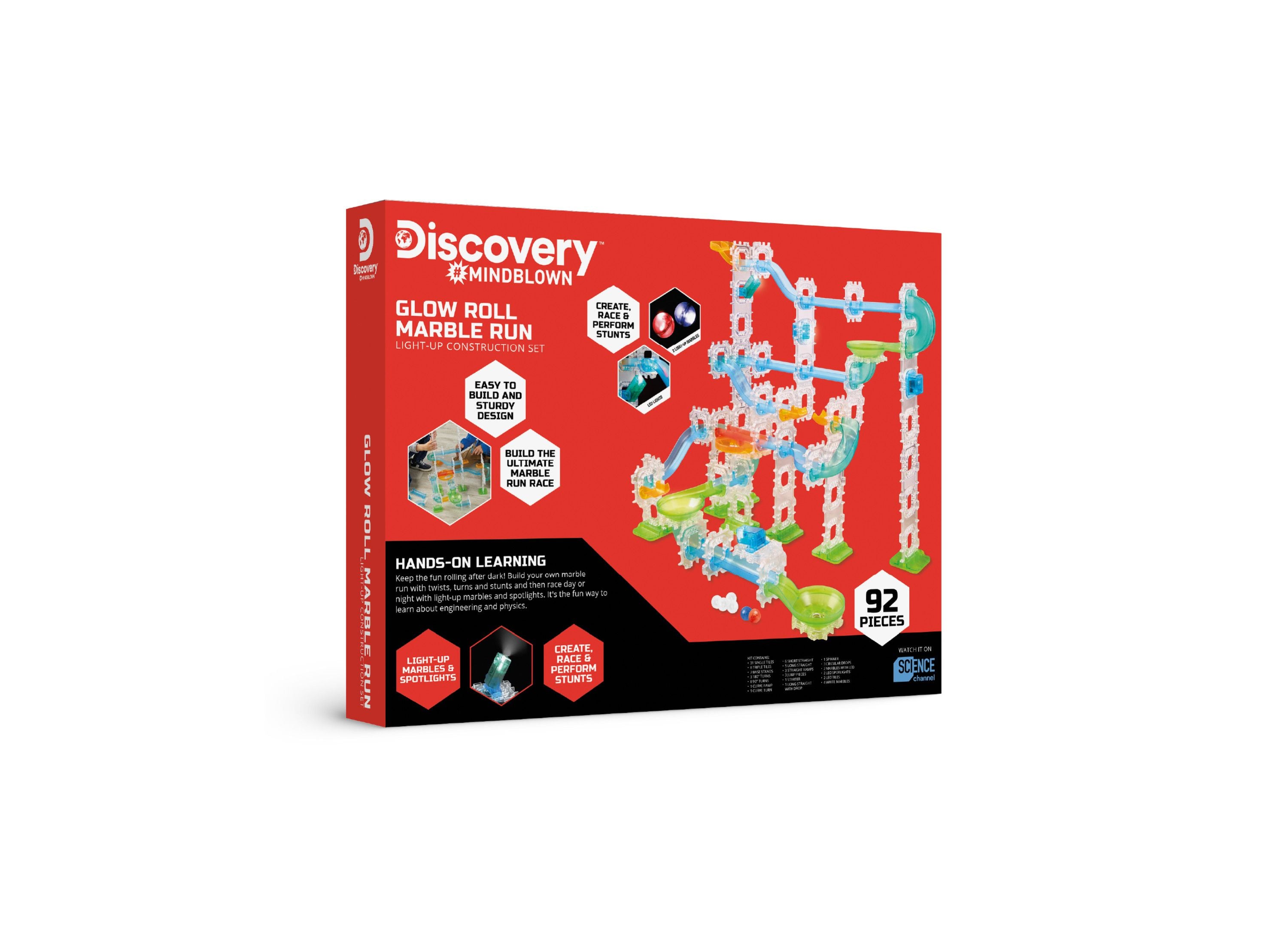 Discovery MINDBLOWN Glow Roll Marble Run Construction Set - STEM Educational Light Up Toy for Kids, Perfect for Birthday Gifts & Indoor Playtime Activities