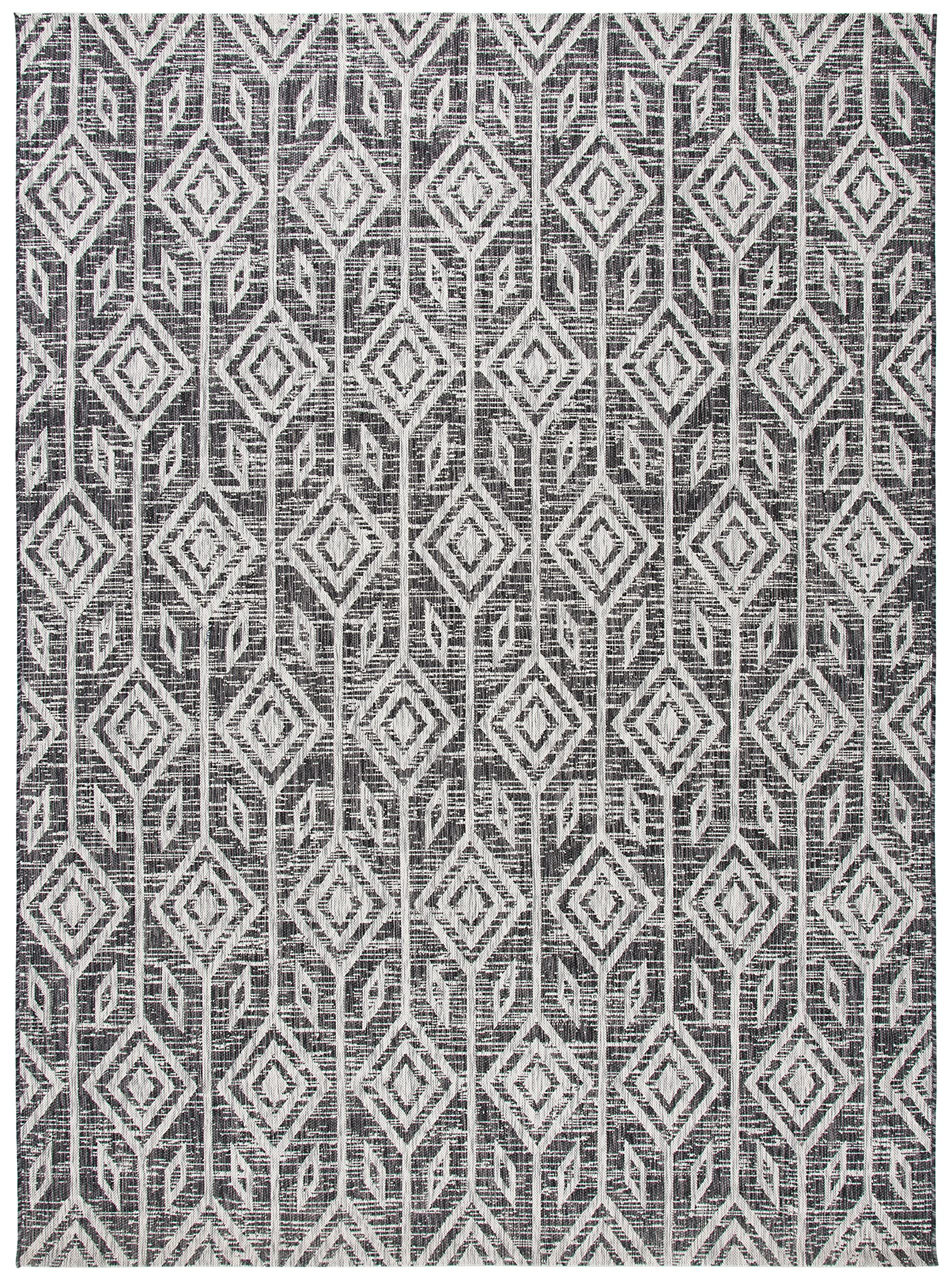 SAFAVIEH Courtyard Collection 8' x 10' Black & Grey Indoor Outdoor Waterproof Area Rug - Easy to Clean, Perfect for Patio, Backyard, Mudroom, and High Traffic Areas