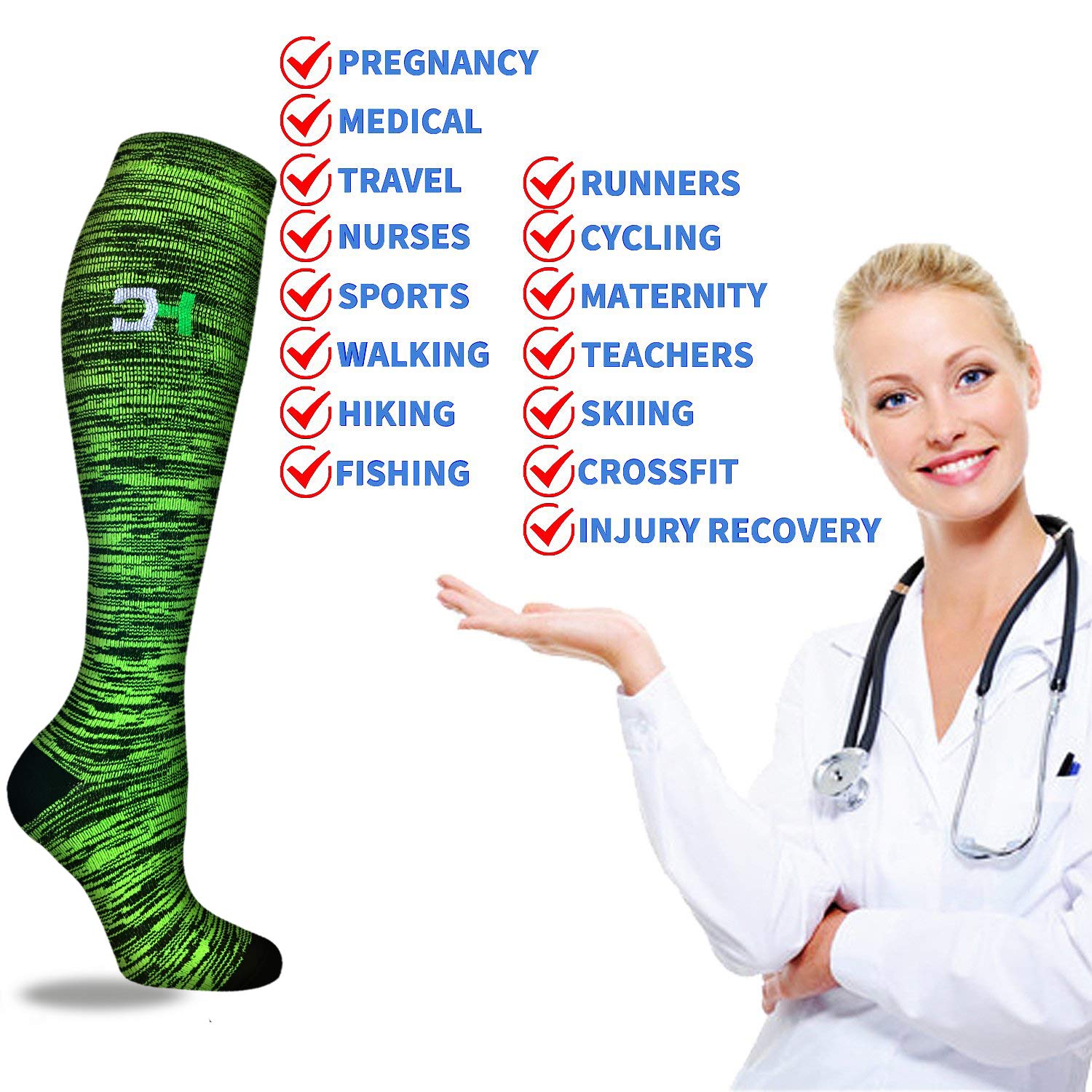 Graduated Copper Compression Socks for Men & Women (8 Pairs) - 15-20mmHg Support for Improved Circulation - Best for Running, Athletic Training & Cycling - Perfect for Workouts, Travel & Recovery