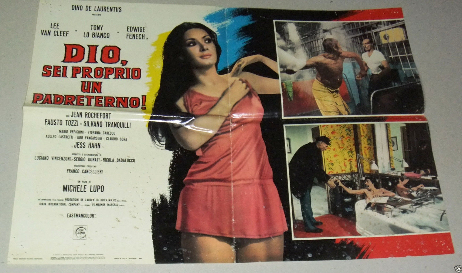 Vintage 1970s Italian Movie Lobby Card - DIO SEI PROPRIO UN PADRETERNO (Edwige Fenech) - Lot of 8 Collectible Cinema Memorabilia - Perfect for Film Enthusiasts & Vintage Decor