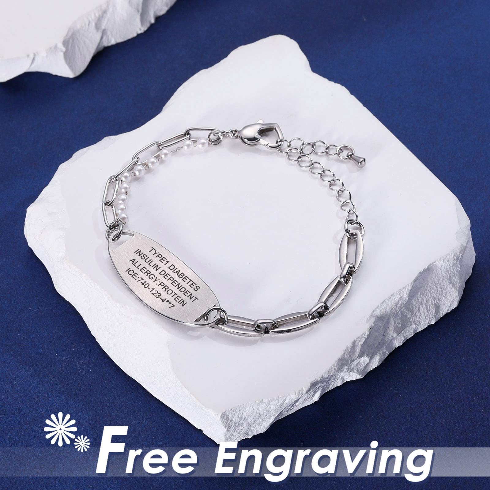 Personalized Medical Alert Bracelets for Women & Men - Stainless Steel Engravable Medical ID Bracelet | Adjustable, Waterproof | Ideal for Emergency Health Conditions, Allergies & Daily Wear