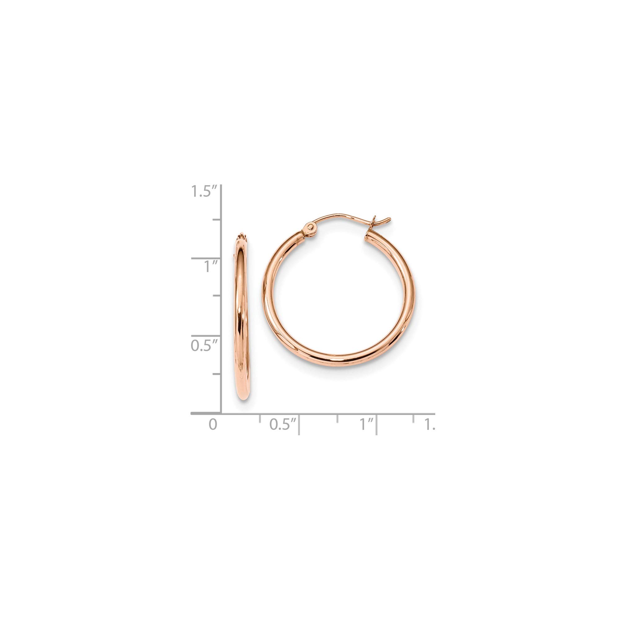 10K Rose Gold Polished 2mm Tube Hoop Earrings for Women - Hypoallergenic Dainty Everyday Jewelry - Perfect for Gifts, Parties, Work & Special Occasions