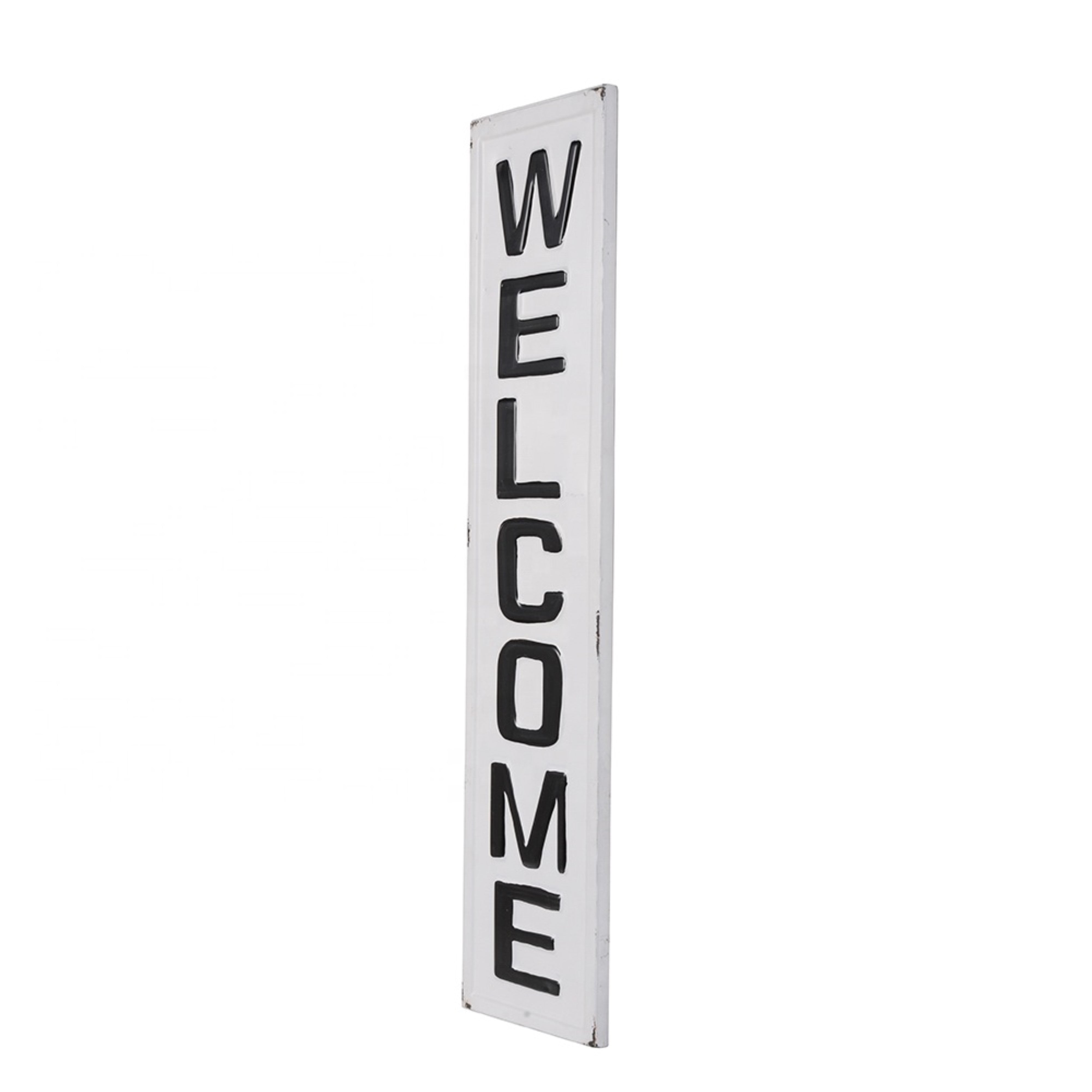 Distressed White Welcome Sign - 35.4 Inch Rustic Farmhouse Entryway Decor for Front Door, Porch & Home
