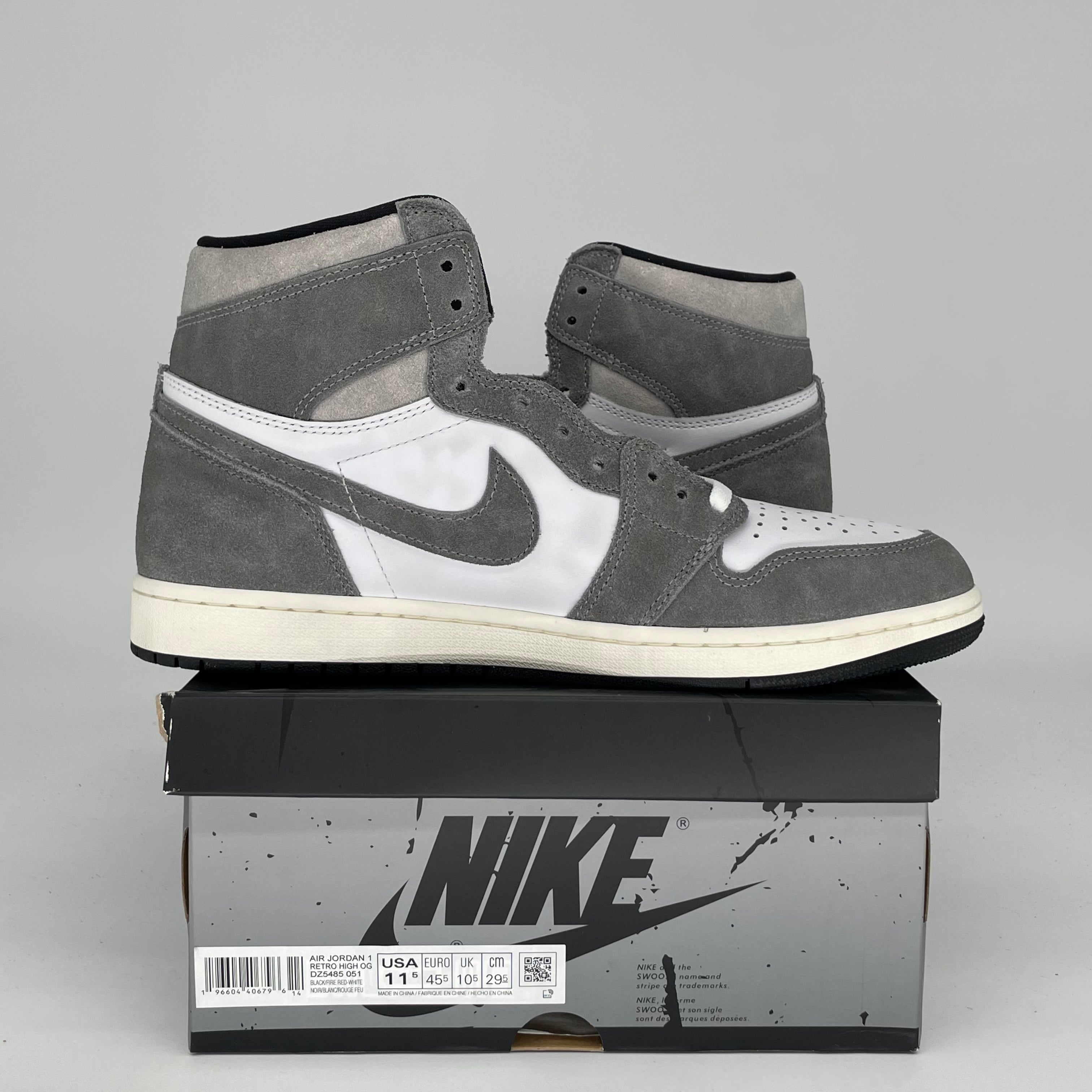 Air Jordan 1 Washed Black Men's Basketball Shoes Size 11.5 - DZ5485-051 | Retro High-Top Sneakers for Streetwear & Casual Outfits