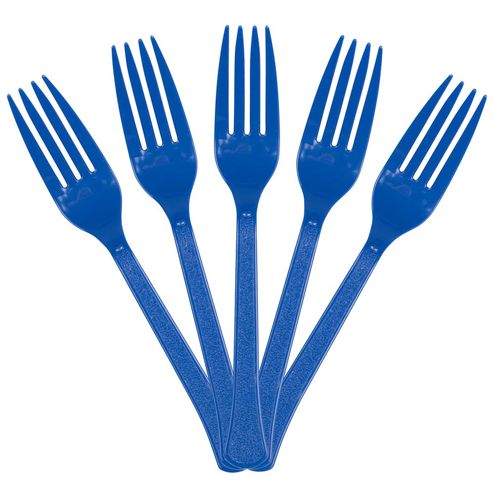 JAM PAPER Premium Plastic Forks - Royal Blue Disposable Utensils (48-Pack) - Perfect for Parties, Picnics, BBQs & Events