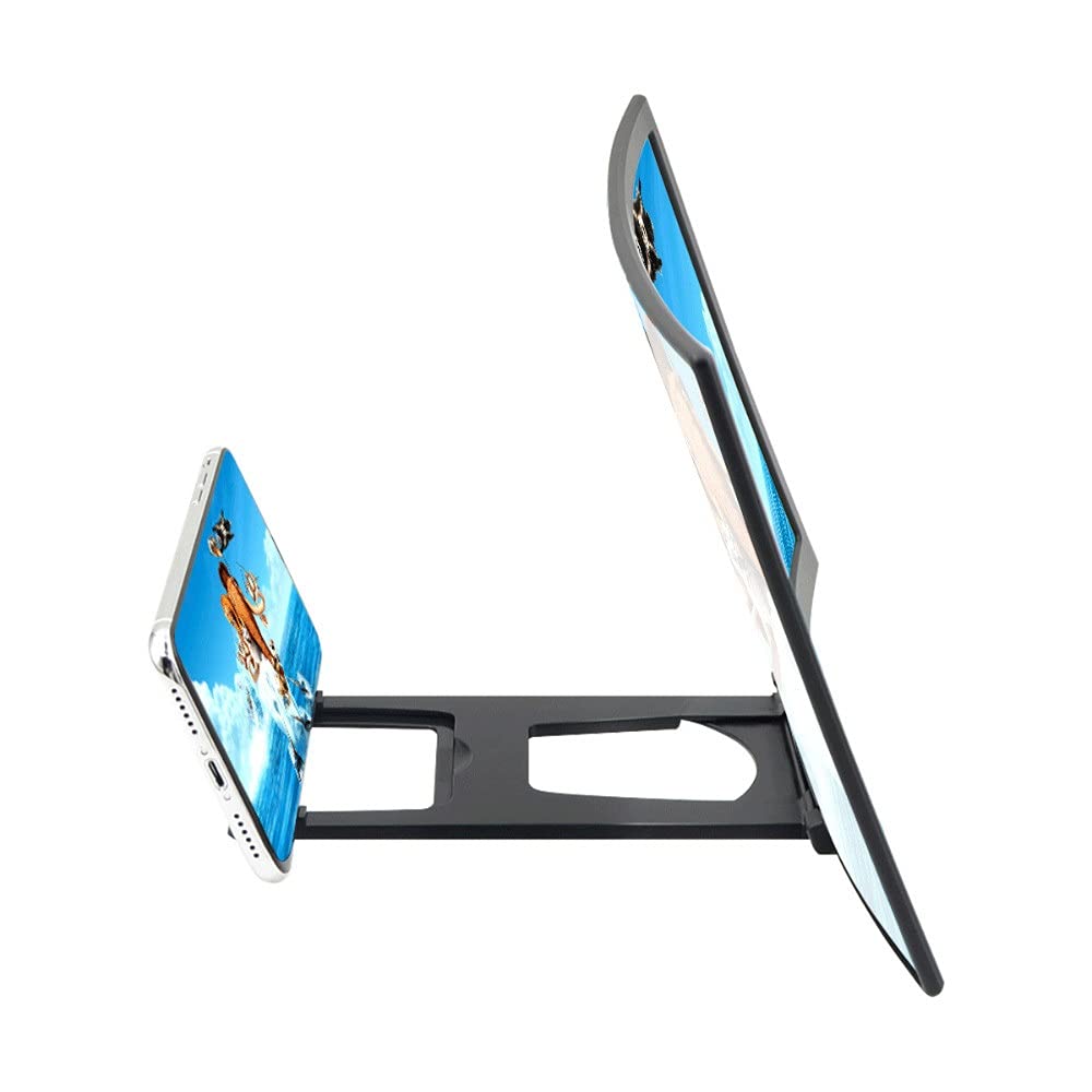 12 Inch Curved Screen Phone Amplifier - HD 3D Video Magnifier with Foldable Stand | Mobile Screen Enhancer for Movies, Gaming & Reading (Compatible with Most Smartphones)