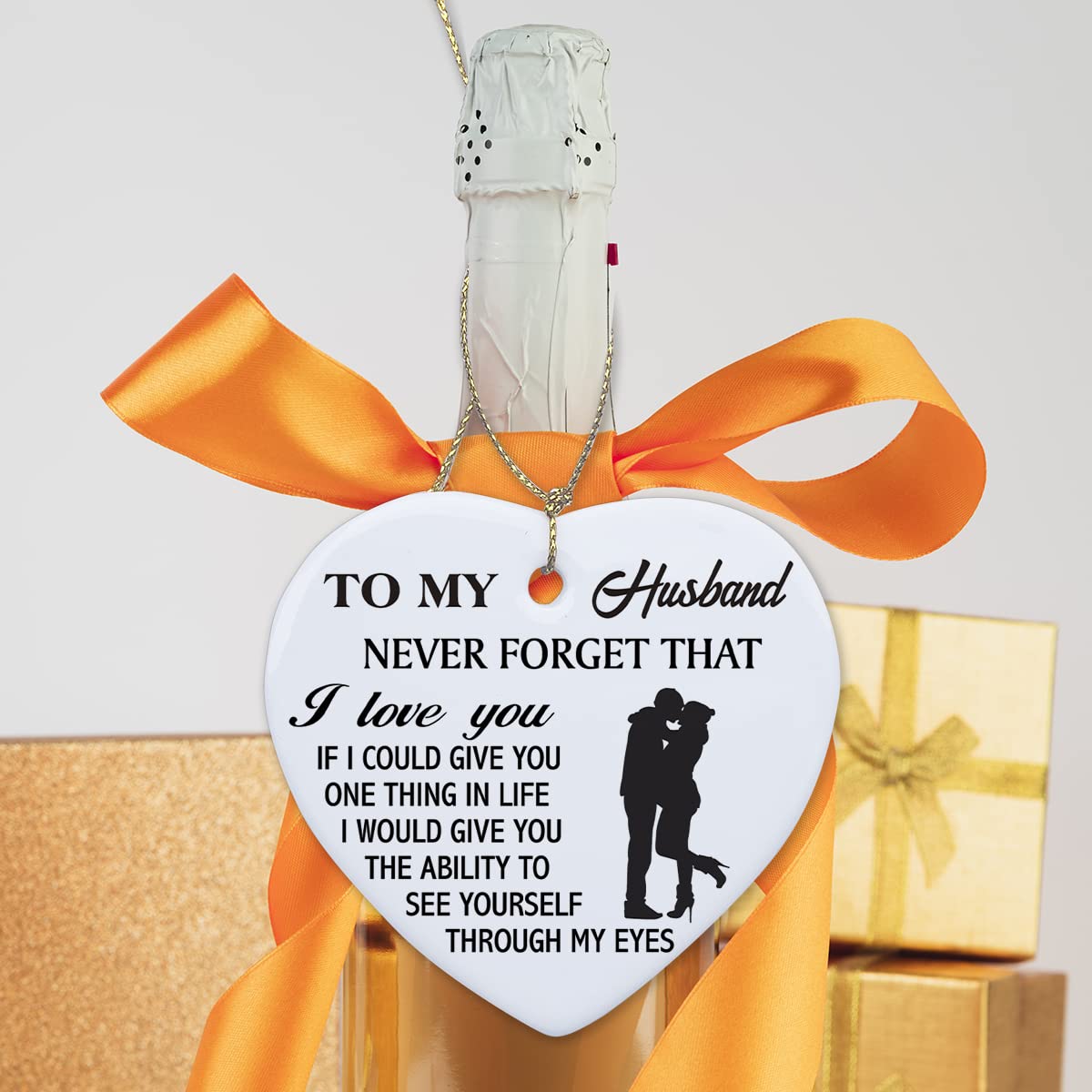 Personalized 'To My Husband' Ceramic Heart Ornament - 3 Inch Keepsake Gift for Anniversary, Valentine's Day & Christmas - Romantic Home Decor for Bedroom, Office or Christmas Tree