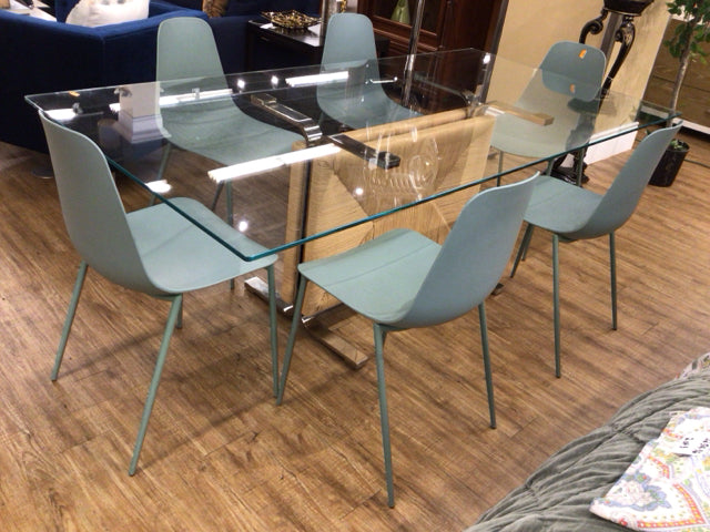 Set of 6 Modern Plastic & Metal Dining Chairs - Sturdy Kitchen & Dining Room Furniture for Home, Restaurant, or Office Use