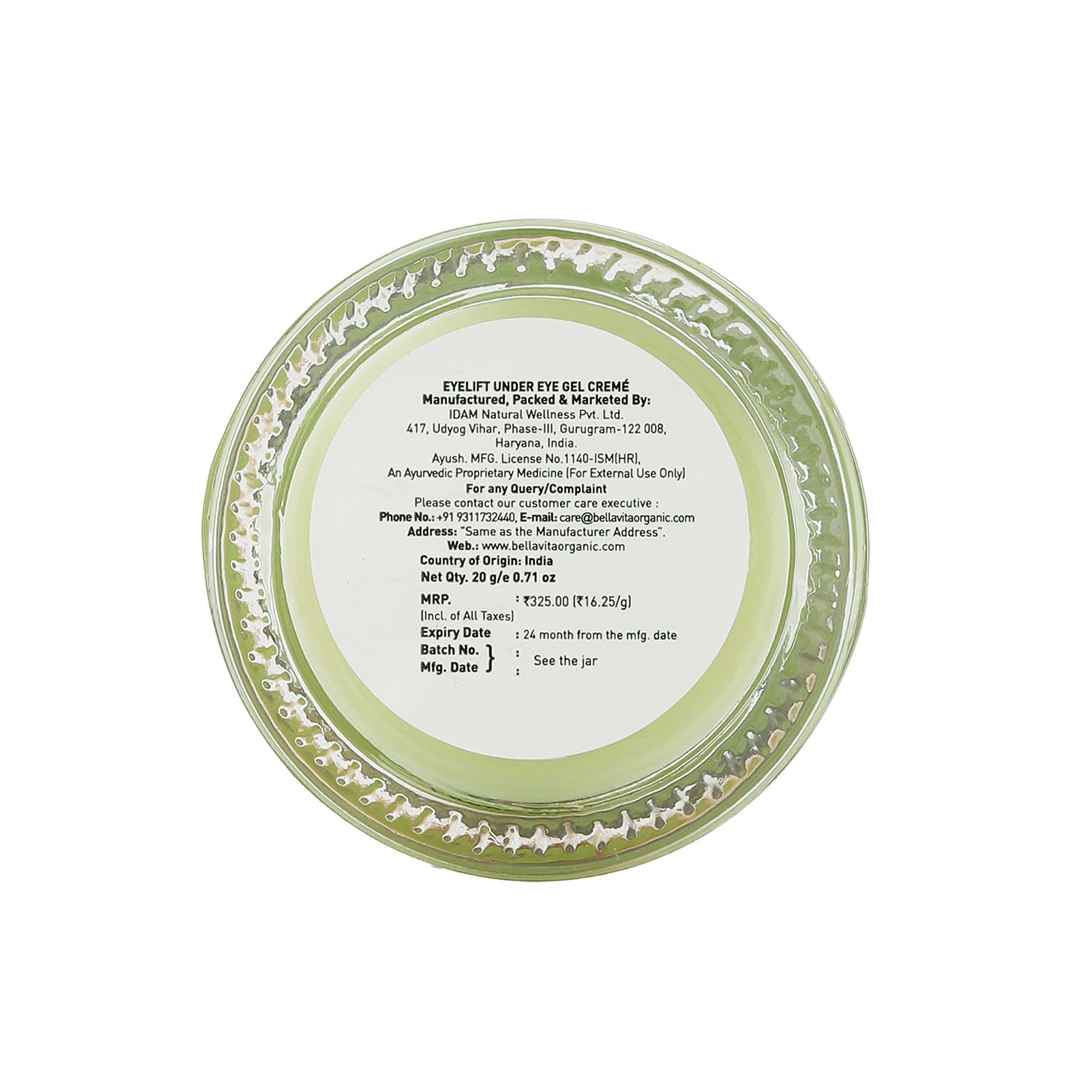 Bella Vita Organic EyeLift Hydrating Under Eye Cream Gel - Dark Circle & Puffiness Treatment for Women & Men - Anti-Wrinkle & Fine Line Reduction - 20g (Pack of 2) - Perfect for Night Routine & Travel Skincare