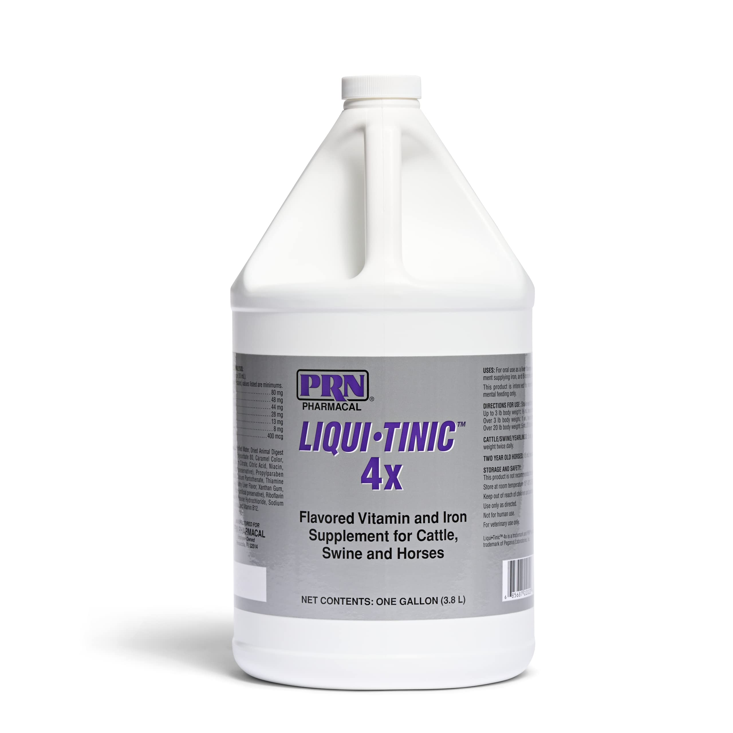PRN Pharmacal Liqui-Tinic 4X - Iron & Vitamin Supplement for Dogs & Cats - Liver Flavor Pet Nutritional Liquid with B-Complex Vitamins - Supports Energy & Wellness - 1 Gallon - Ideal for Anemic Pets & Post-Surgery Recovery