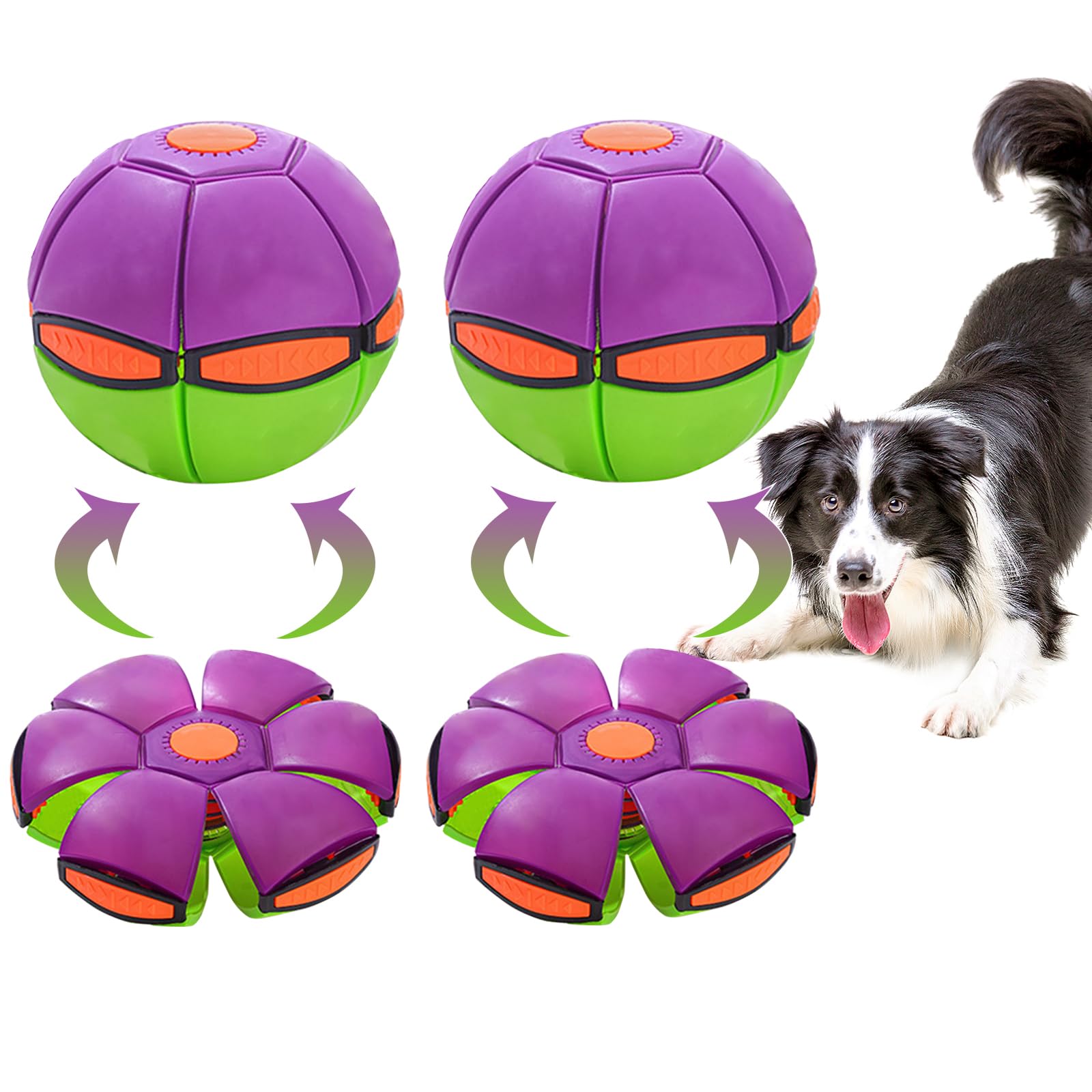 FlidRunest 2 Pack Two-Toned Flying Saucer Dog Toy - Durable Outdoor Fetch Ball & Flying Disc for Medium & Large Dogs - Perfect for Beach, Park & Backyard Playtime (No Lights)