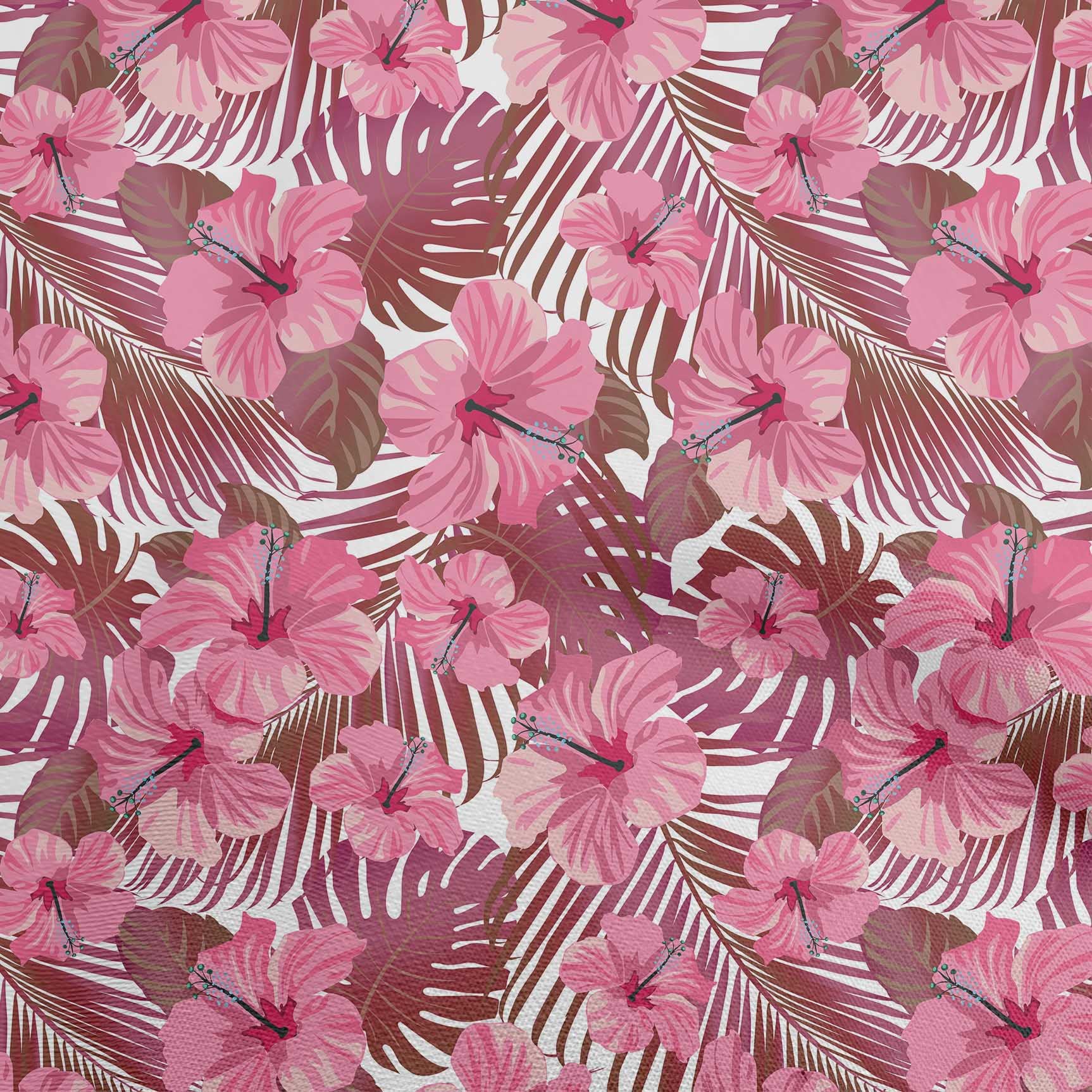oneOone Viscose Chiffon Pink Fabric - Tropical Floral Print 42