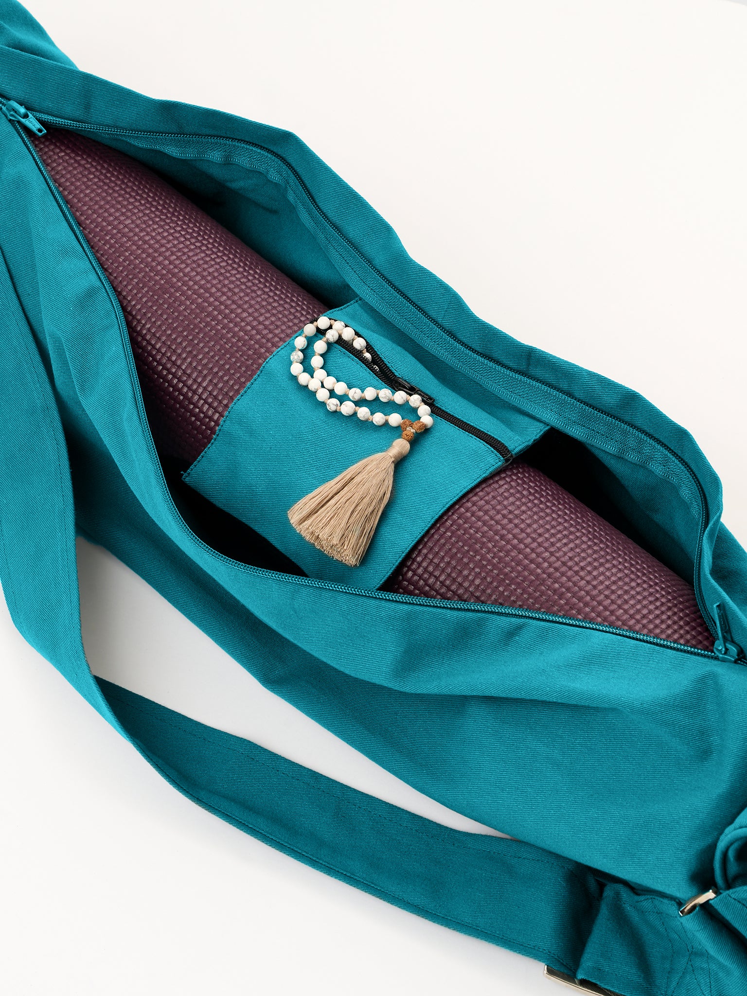 Organic Cotton Zip Up Yoga Bag for Women & Men - Eco-Friendly Yoga Mat Carrier with Pockets - Perfect for Gym, Studio & Travel