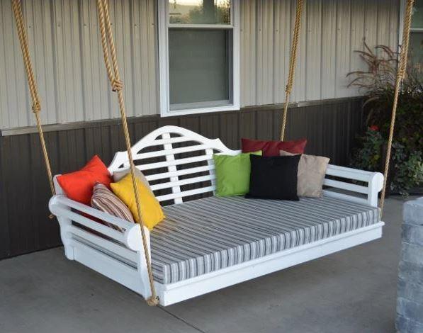 Yellow Pine Marlboro Swingbed by A & L Furniture - Outdoor Porch Swing Bed for Relaxing in Your Garden, Patio, or Backyard