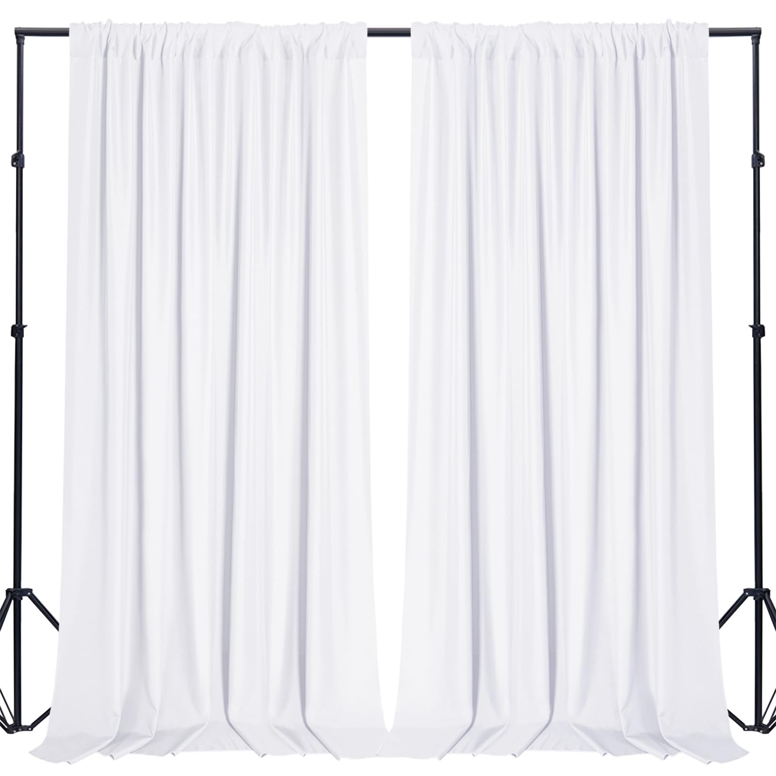 10x10FT White Polyester Photo Backdrop Curtains - 2 Panels with Rod Pockets for Photography, Party, Wedding & Home Decor | Perfect for Studio Shoots, Birthday Celebrations, and Living Room Decorations