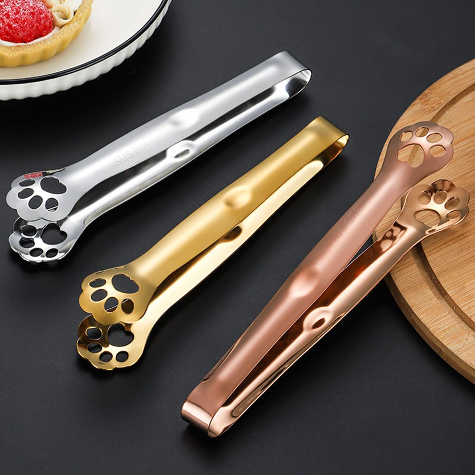 Premium Stainless Steel Ice Tongs - Non-Slip Kitchen & Bar Utensil for Ice Cubes, Sugar, Bread, Tea & Food Serving | Gold Finish | Perfect for Cocktail Parties, Home Bars & Elegant Dining