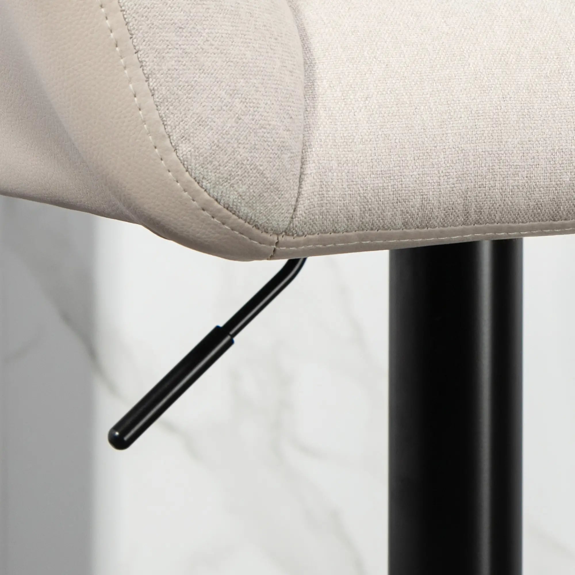 Swivel Adjustable Bar Stools (Set of 2) - Faux Leather & Linen Touch Fabric - 5 Color Options - Perfect for Kitchen Islands, Home Bars & Dining Areas