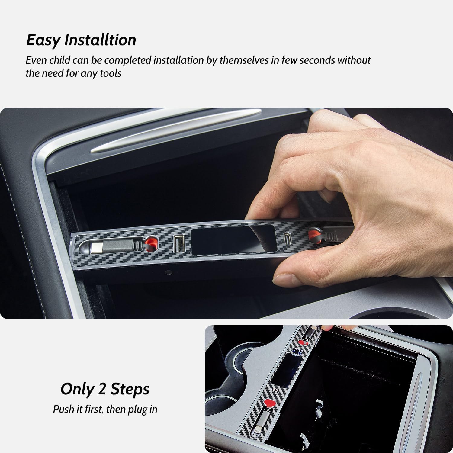 Tesla Model Y/3 USB Hub - OEM Design Retractable Fast Charger (White) | Essential Center Console Accessory for 2021-2023 Tesla Vehicles | Perfect Gift for Tesla Owners | Ideal for Road Trips & Daily Commuting