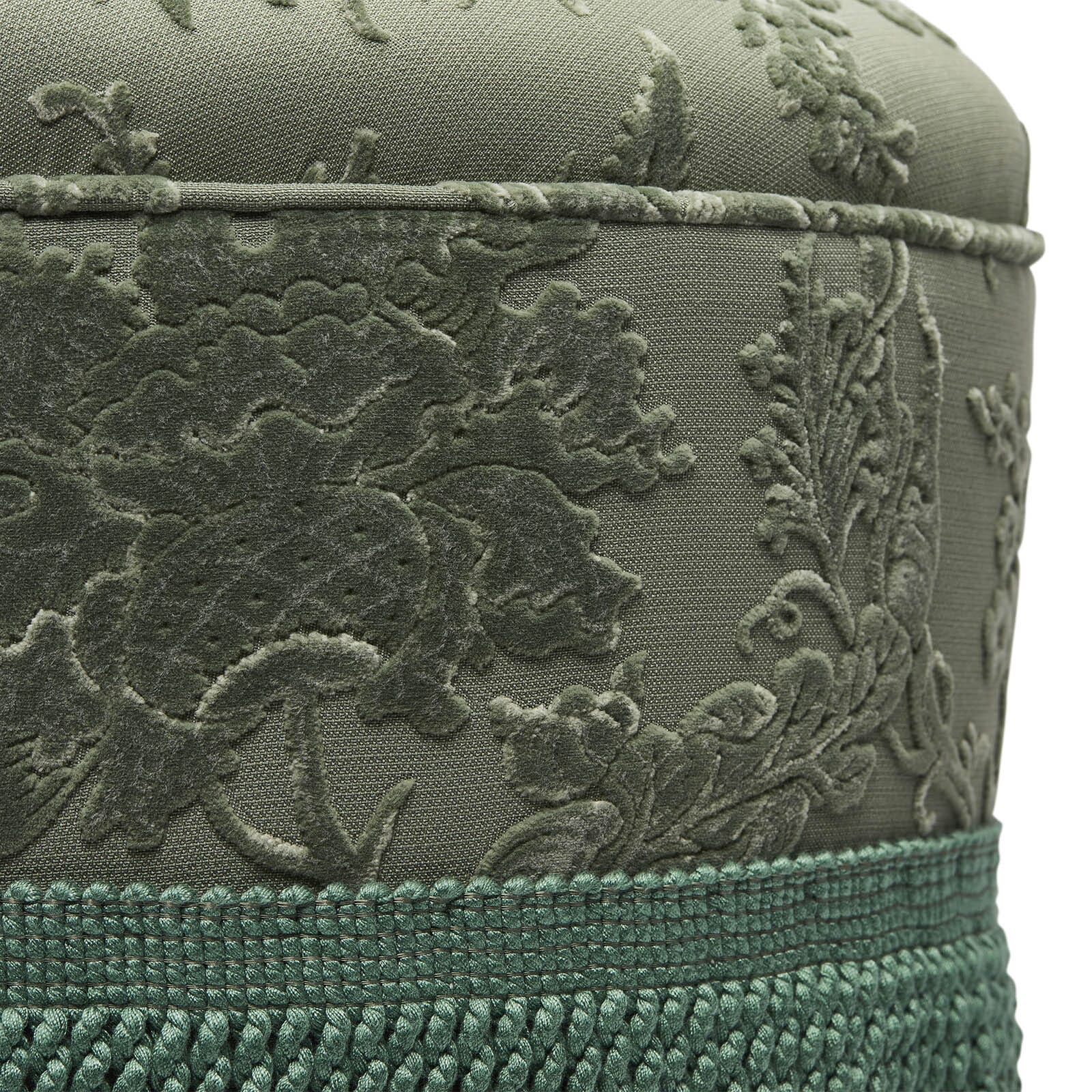 ARTEMIS Cut Velvet Ottoman with Eucalyptus Design - Stylish Footrest & Storage Bench for Living Room, Bedroom or Nursery