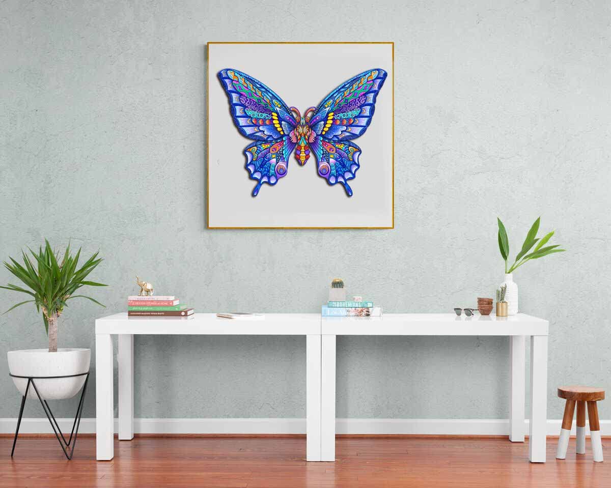 Premium Wooden Jigsaw Puzzle for Adults & Kids - 148-Piece Butterfly & Animal Shapes Puzzle with Wooden Storage Box (12.4 x 9.4 Inch) - Perfect for Family Game Night, Stress Relief & Home Decor