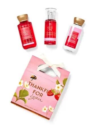 Bath & Body Works Strawberry Pound Cake Mini Gift Set - Travel Size Shower Gel, Body Lotion & Fragrance Mist in Decorative Gift Box | Perfect for Thank You Gifts, Birthdays & Travel Essentials