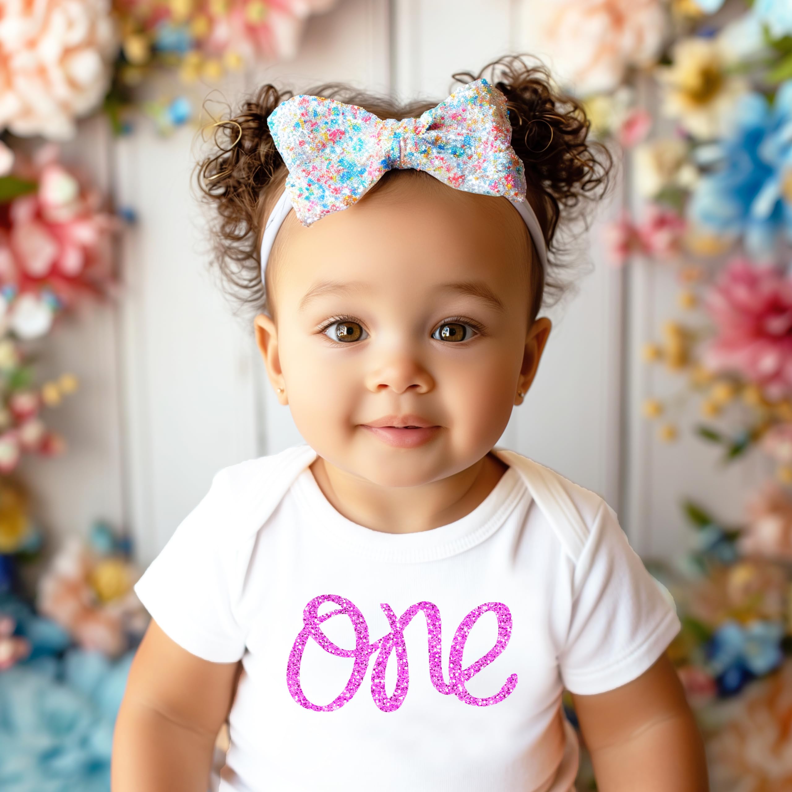 Olive Loves Apple 1st Birthday Onesie - Glitter Bodysuit for Baby Girls in Rose Gold, Pink, Purple, Red & Silver | Perfect for 1st Birthday Photos, Parties & Special Occasions