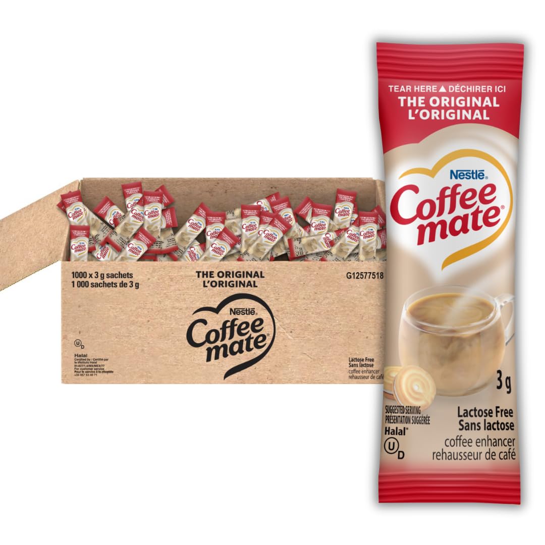 COFFEE MATE Original Coffee Creamer Powder - 100% Lactose Free, Kosher Certified, 1000 Single-Serve Packets (3g Each) - Perfect for Office, Home & Travel Use