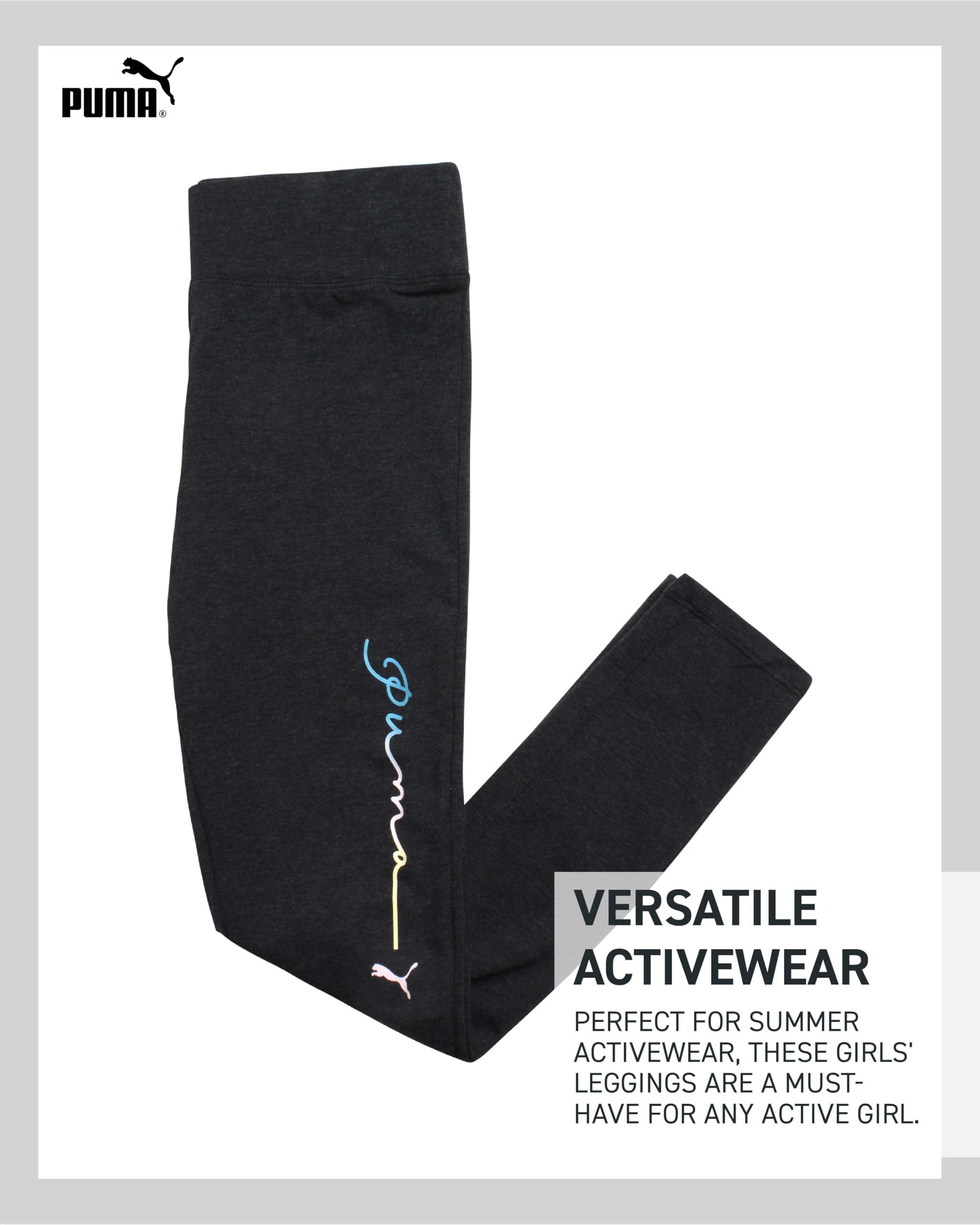 PUMA Girls' Stretchy Athletic Leggings - Comfortable Yoga Pants for Kids & Teens - Flared or Basic Design (Sizes S-XL) - Perfect for School, Gym & Playtime