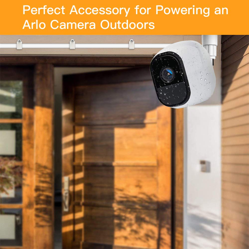 2-Pack 20ft Weatherproof Charging Cable & Power Adapter for Arlo Pro/Pro 2/Arlo Go Cameras - Indoor/Outdoor Use for Home Security, Baby Monitoring & Pet Surveillance - Never Worry About Low Battery Again