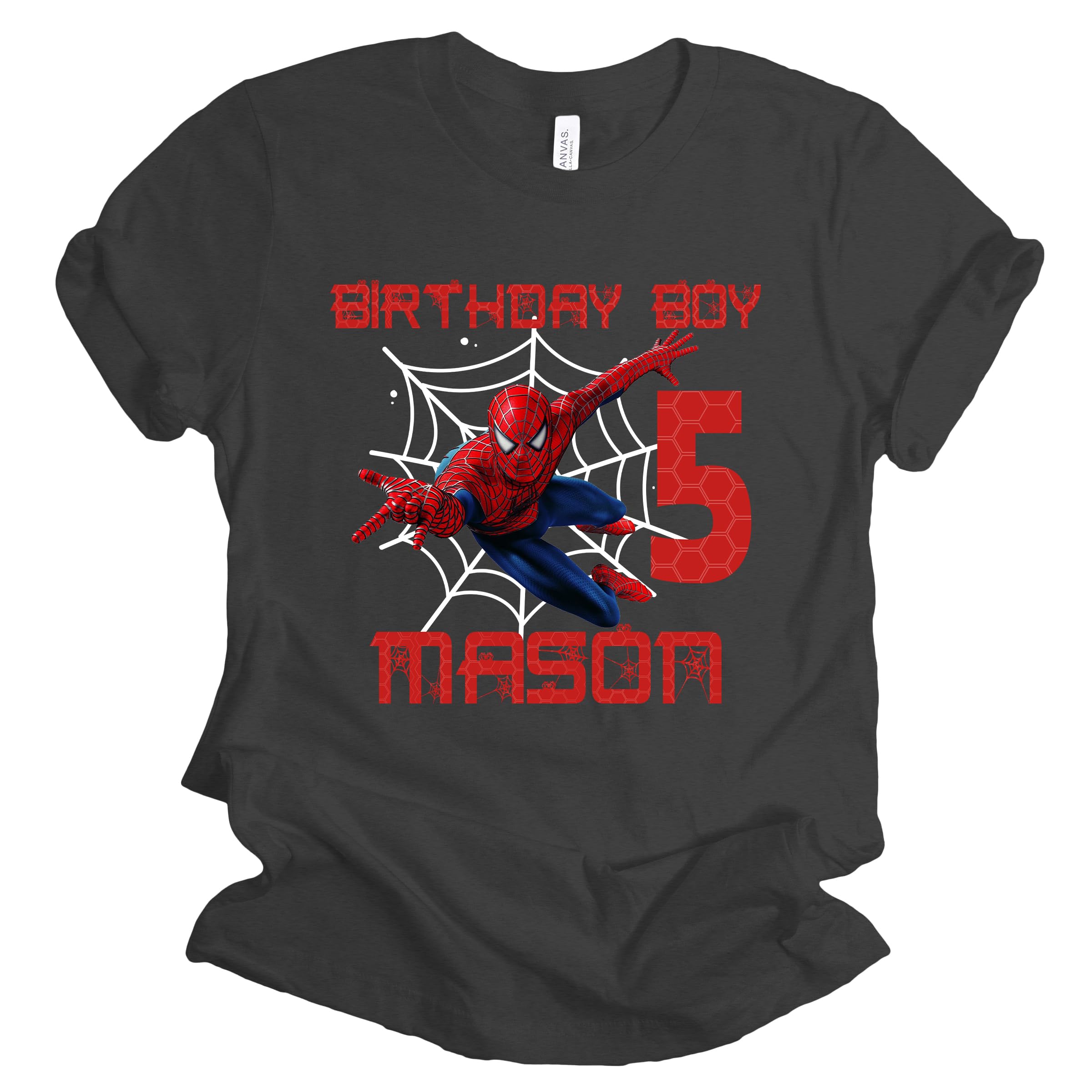 Spider Superhero Birthday T-Shirt for Toddlers & Kids - Custom Family Matching Outfit for Birthday Parties & Special Events
