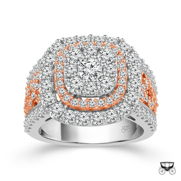 Elegant 14K Two-Tone 2.50ctw Diamond Ring for Women - Perfect for Right Hand, Anniversary & Special Occasion Gift