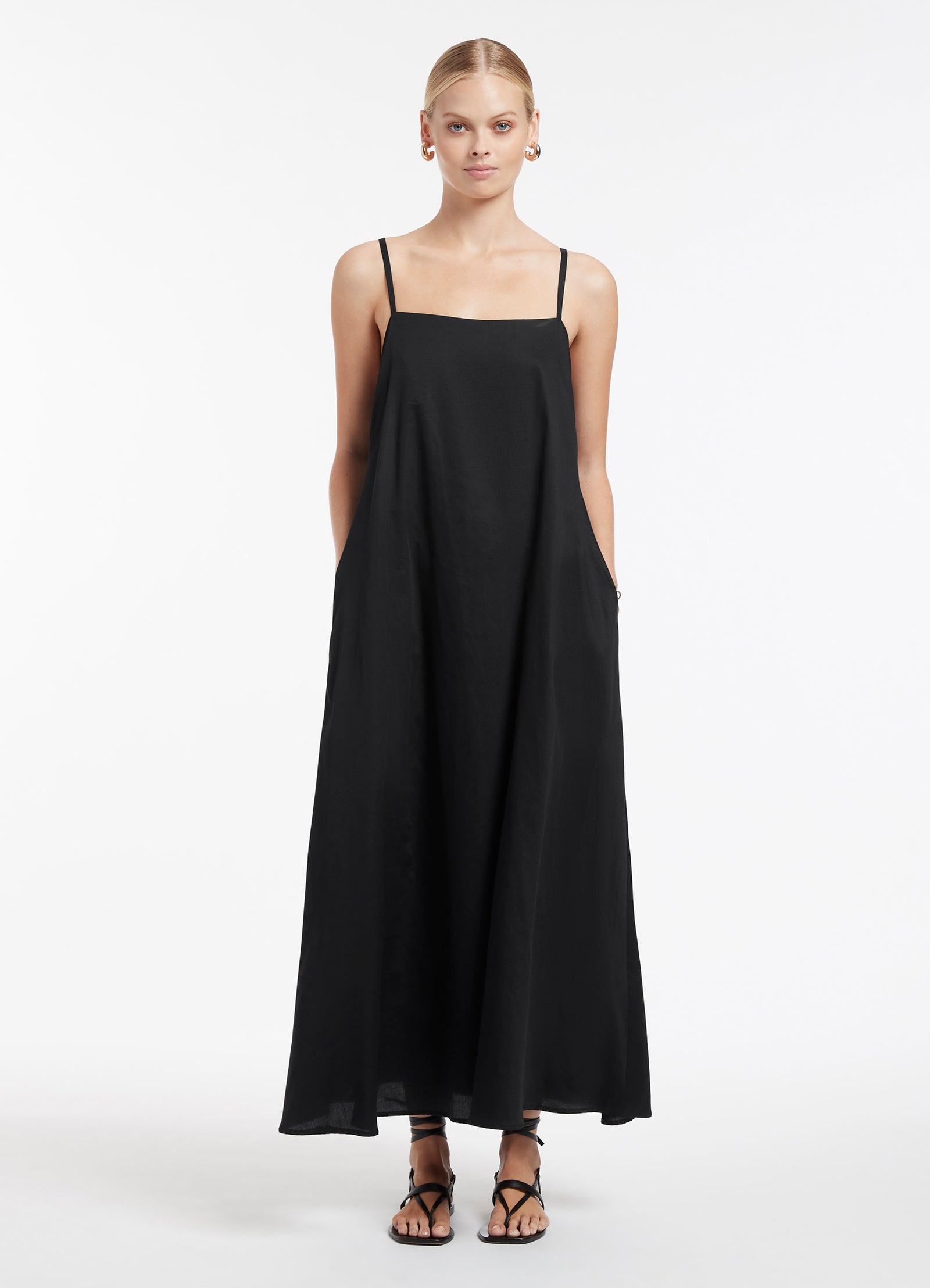 Jetset A-Line Strappy Dress for Women - Elegant Black Summer Party Dress for Weddings, Cocktails & Night Out