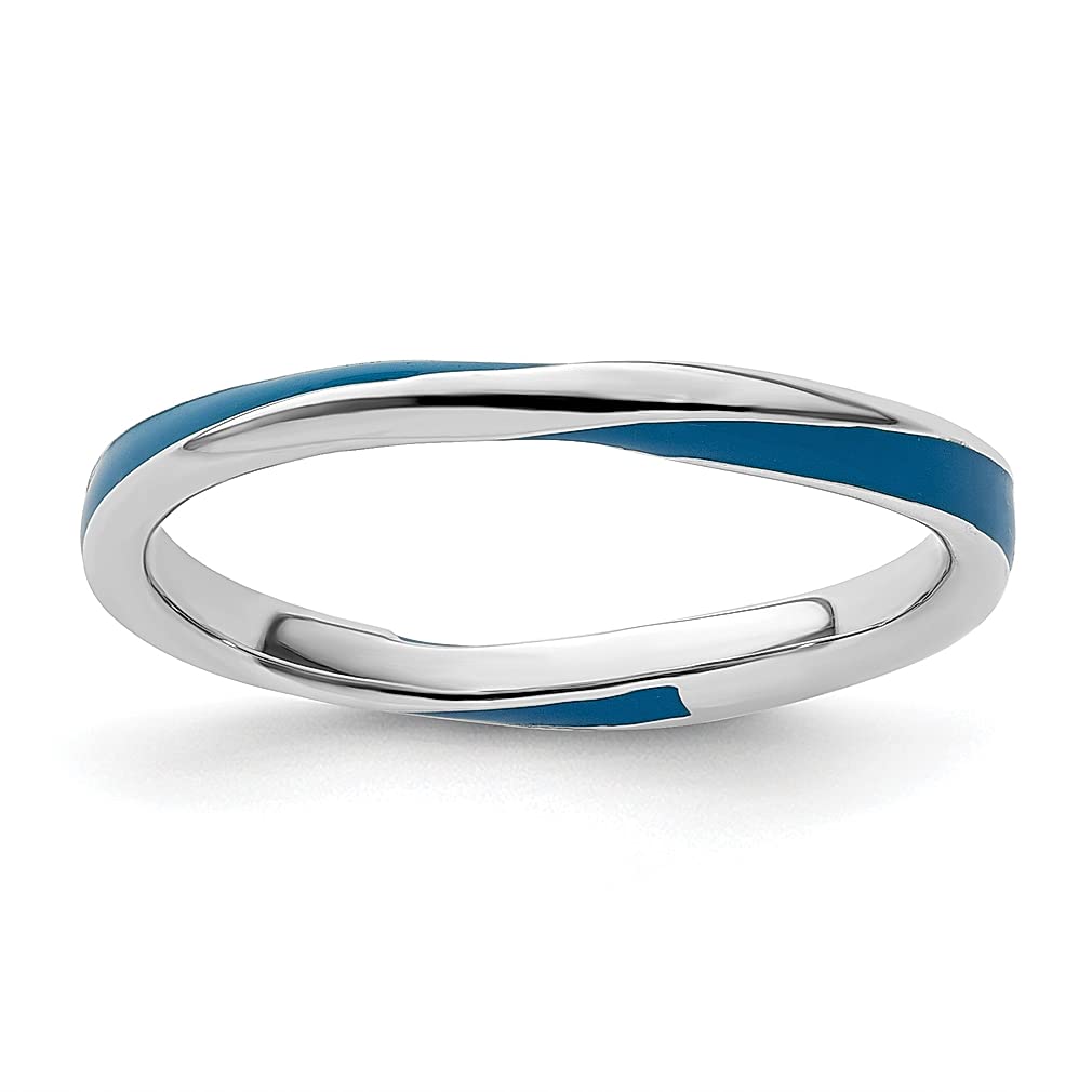 925 Sterling Silver Blue Enamel Twist Ring for Women - Stackable Jewelry Gift for Her - Perfect for Everyday Wear & Special Occasions