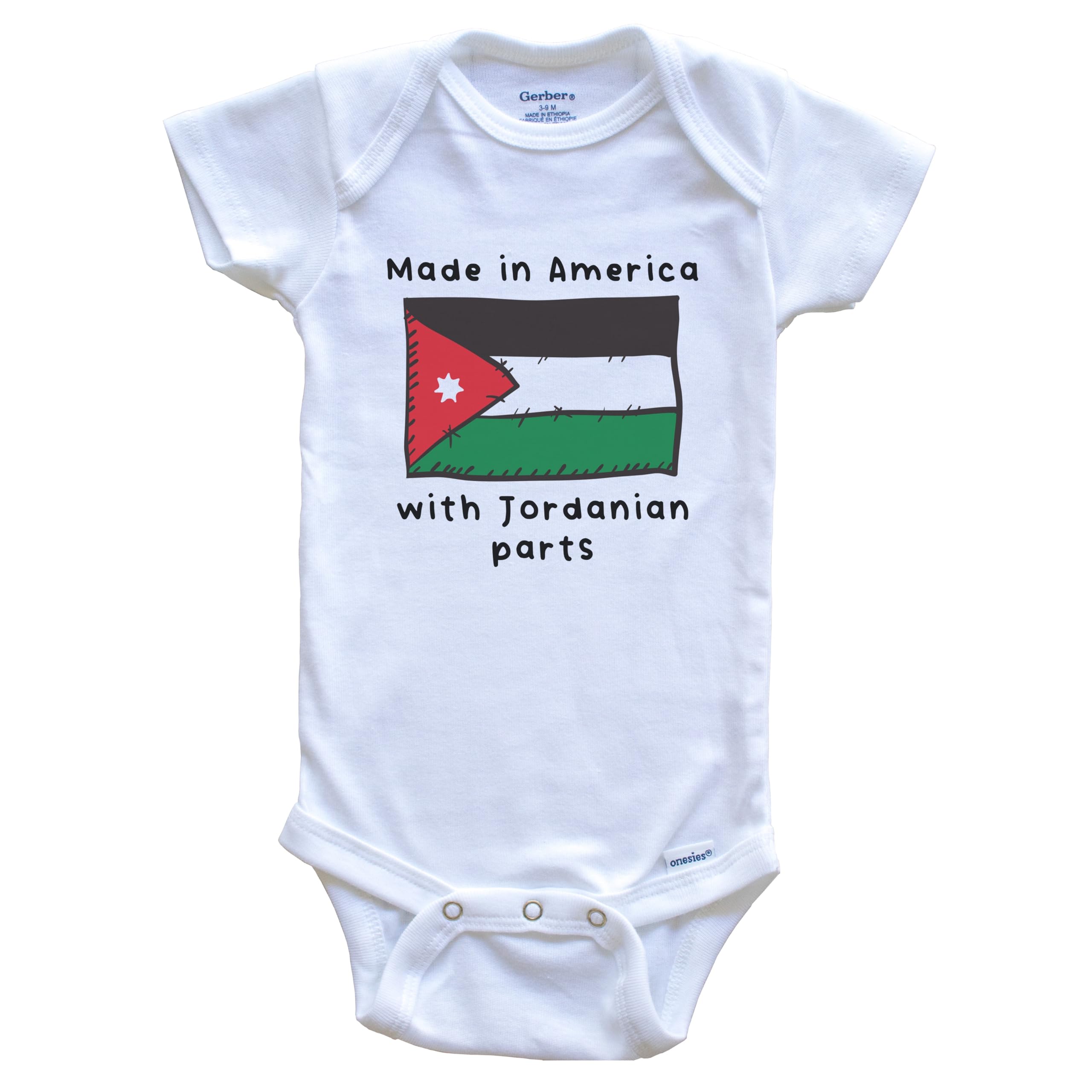 Jordan Flag One-Piece Baby Bodysuit - Made in USA with Premium Jordanian Fabric | Perfect for Holidays, National Pride & Photo Shoots