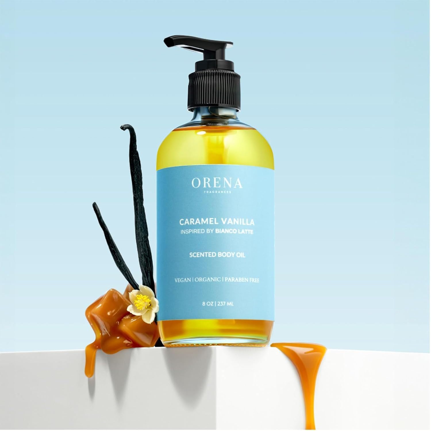 Seasaww Caramel Vanilla Body Oil - Hydrating & Moisturizing Dry Skin - Natural Scent for Relaxation & Self Care - Perfect for Massage, Bath & Daily Skincare Routine (1Pc)