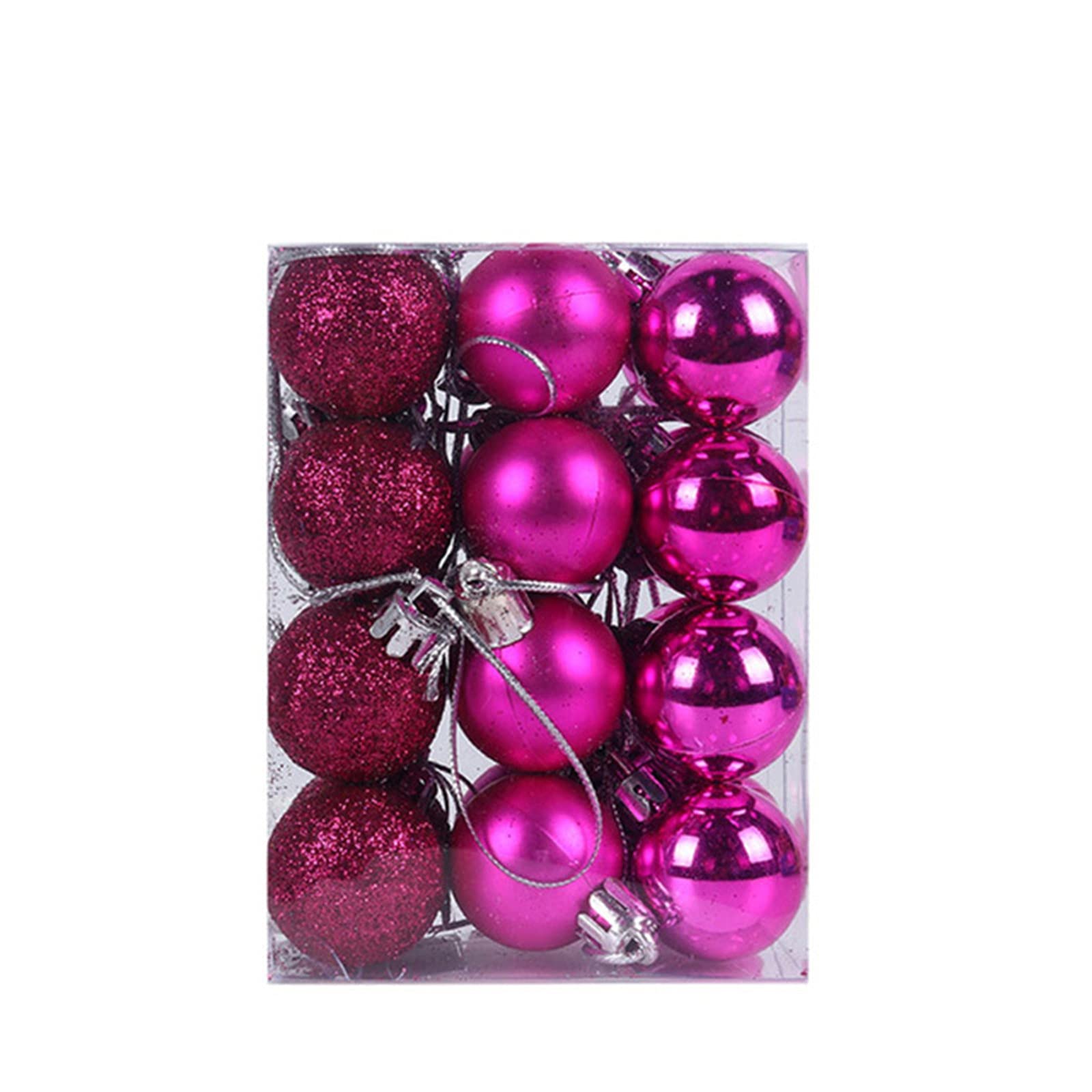 HXHN Christmas Tree Ornaments Set - 24 Pack Rose Red Baubles for Holiday Decorations | Perfect for Xmas Tree, Home, Party & Festive Decor