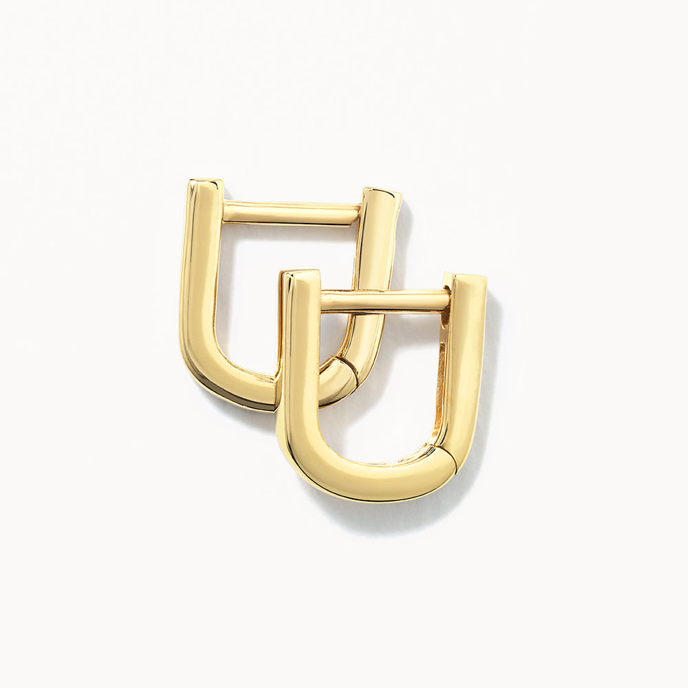 10k Gold Mini Charm Paperclip Huggie Earrings - Dainty Everyday Hoop Earrings for Women, Perfect for Work, Date Night & Gifting
